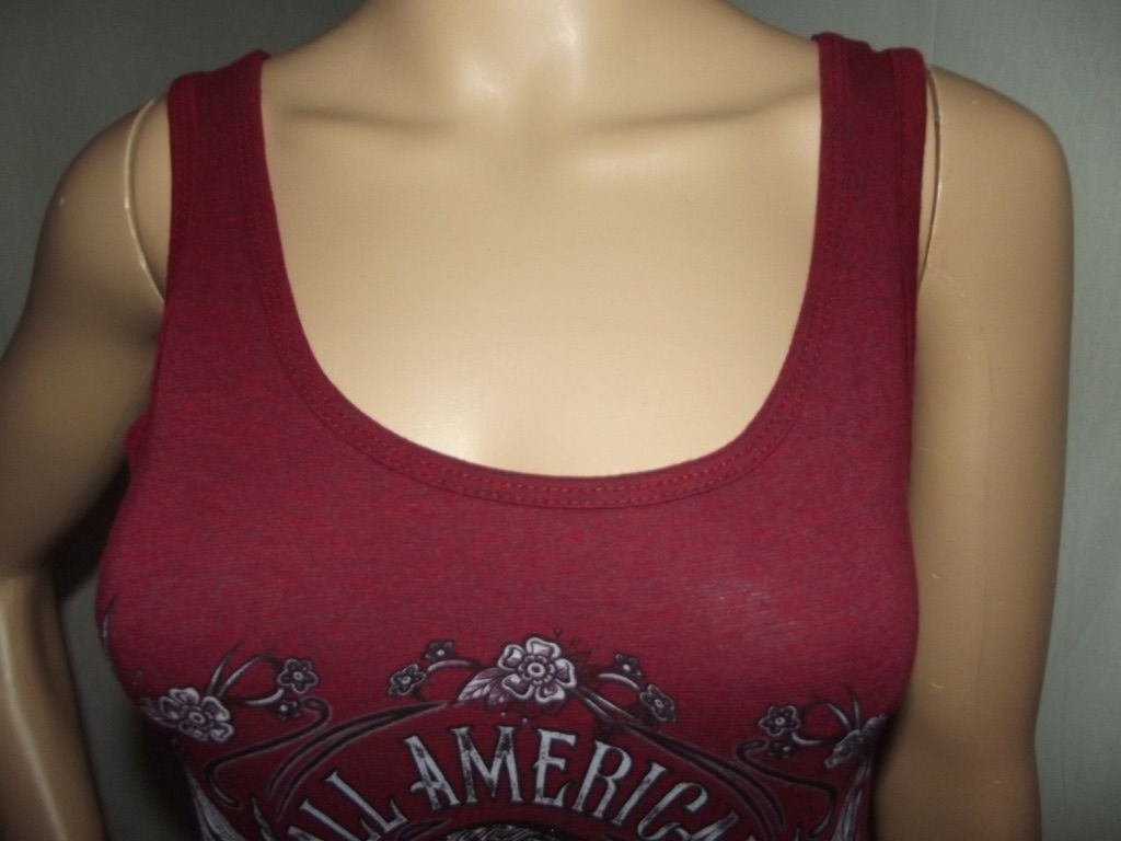 Hot Leathers All American Biker Girl Tank Top Womens Small Maroon motorcycle