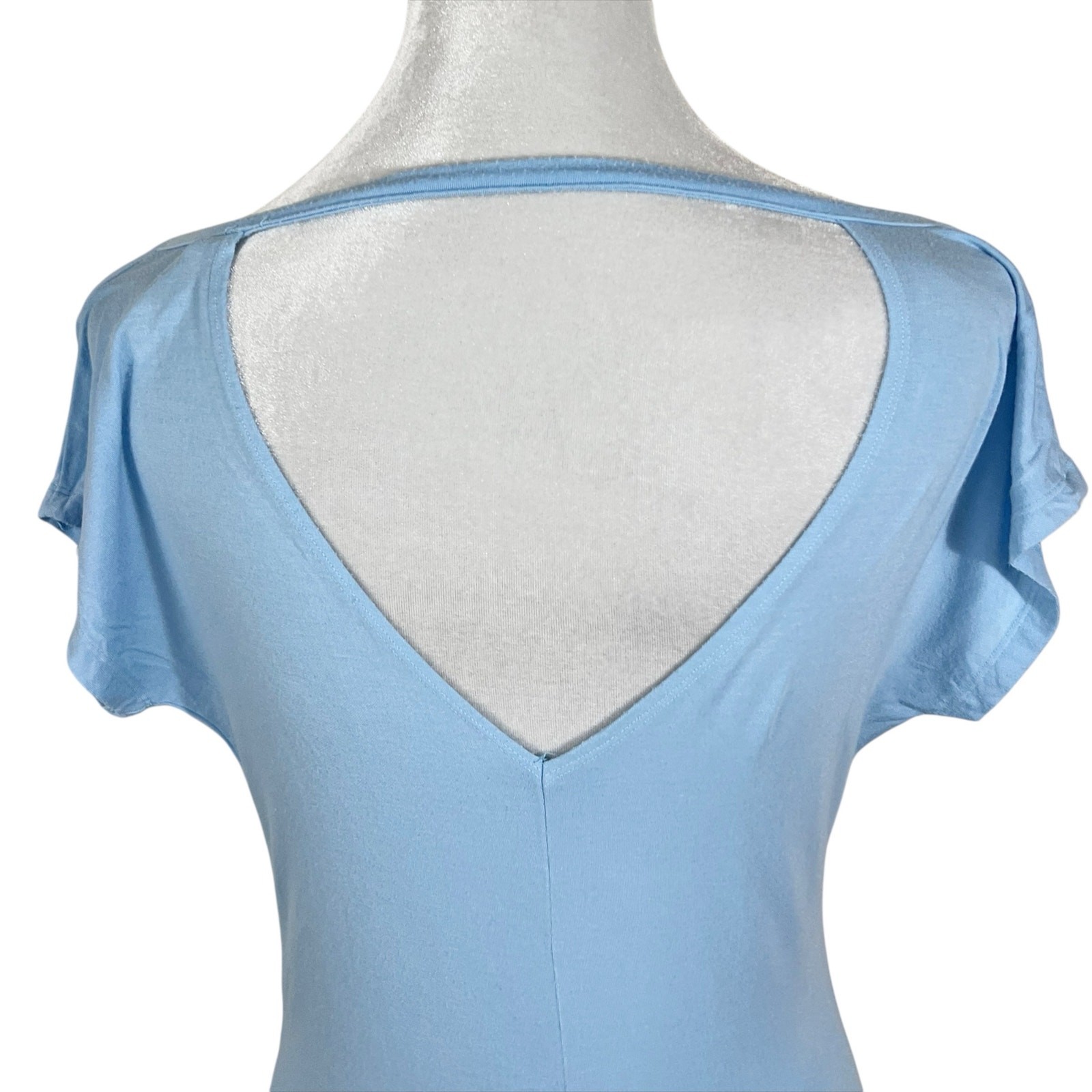 San Francisco City Lights Soft Drape Neck Tee T-Shirt Light Blue Size XL NEW