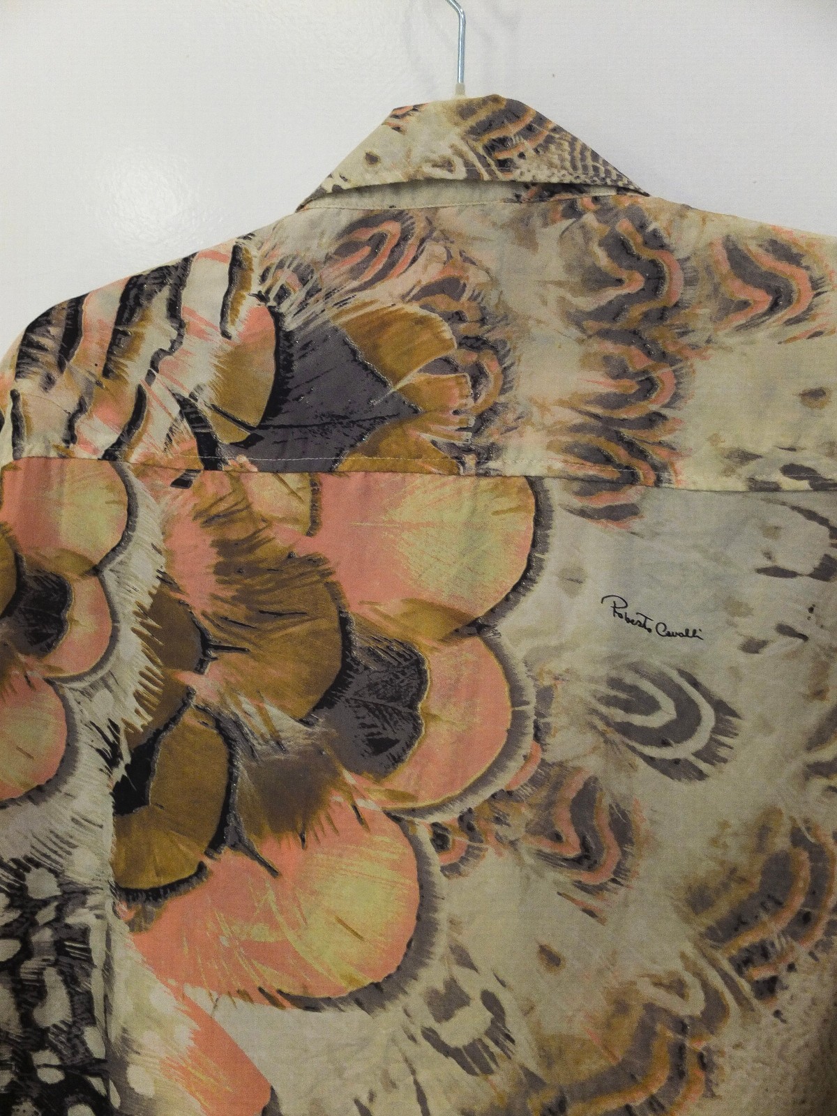Roberto Cavalli Silk Printed Button Down Shirt Size L