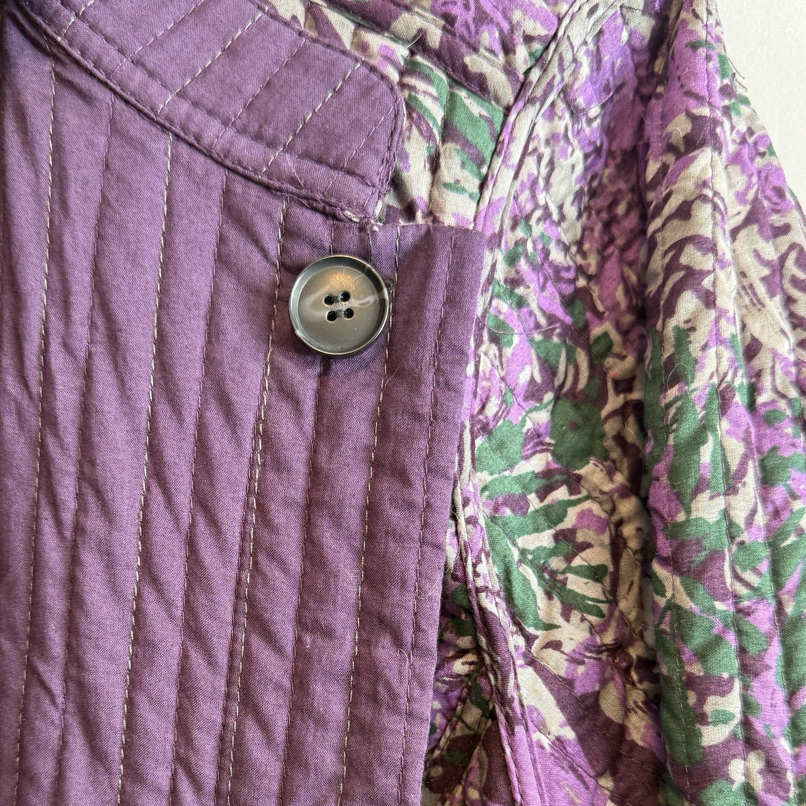 Quilted Jacket Reversable Purple Floral Oversized Folk Boho style Women’s XL