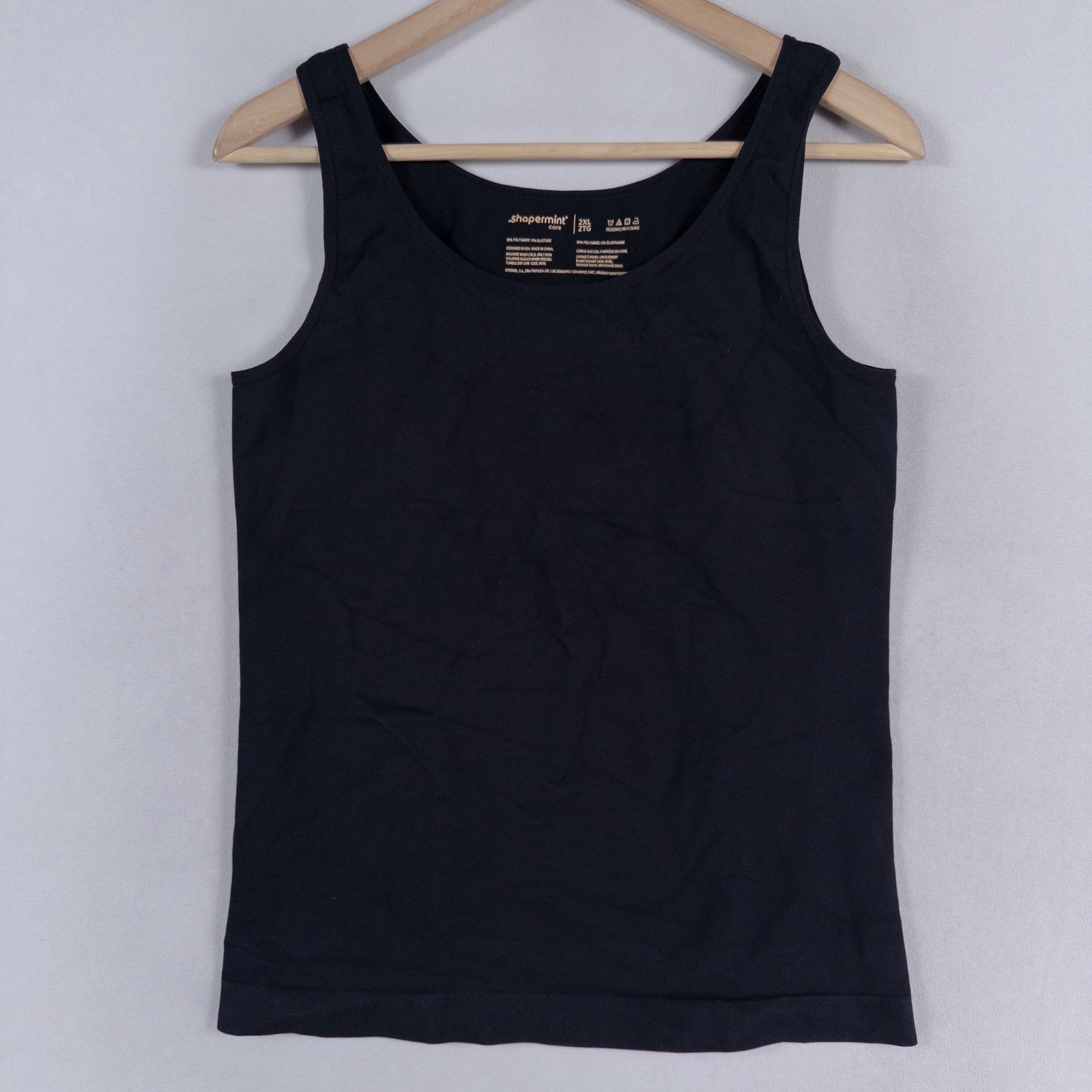 Shapermint Core Compression Tank Top Womens 2XL Black Stretch Seamless Shapewear