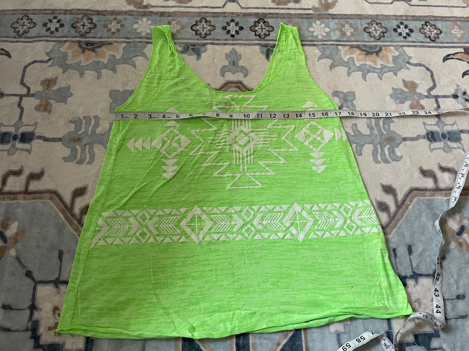 Sweet Claire Sleeveless Hot Lime Green Southwestern Tank Size L