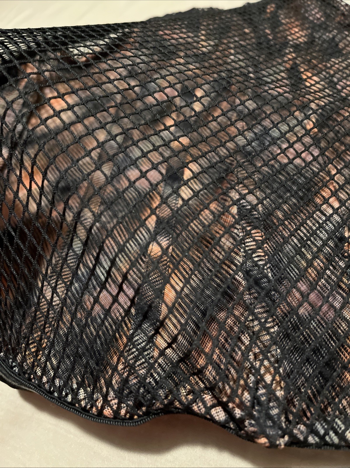 Outcast Clothing Corset Top Large Black Mesh on Russet Ombre Zip Up Festival