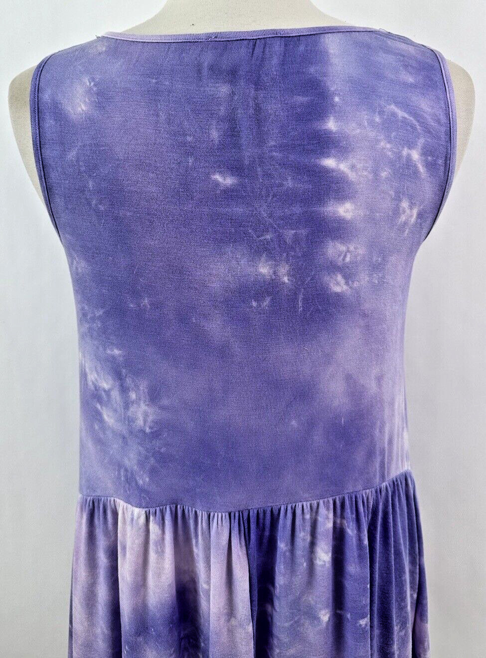 Easel Tie Dye Babydoll Tank Purple White Soft Stretch Sleeveless Sz M NWT Top