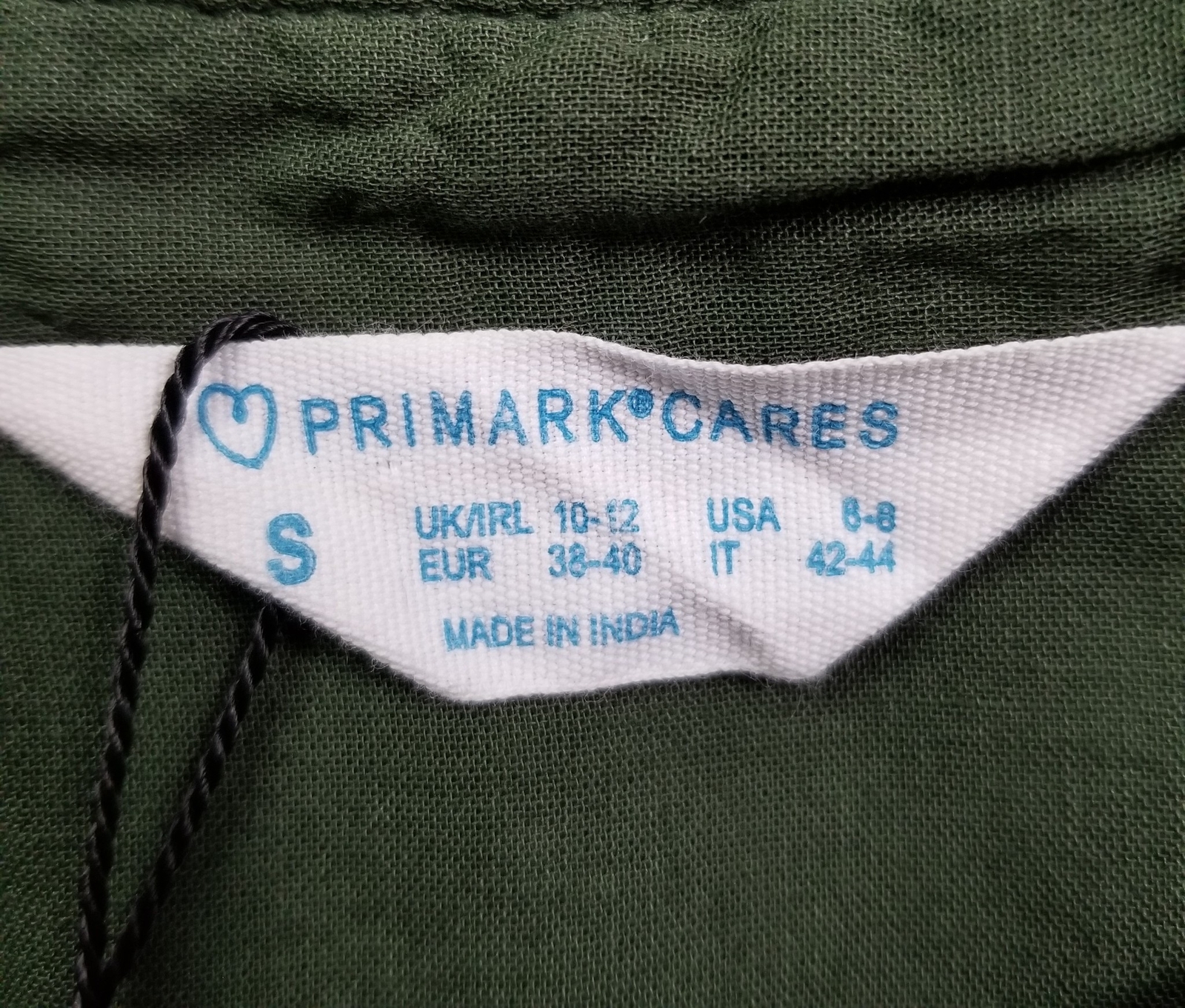 Primark Button Up Shirt Women’s Small S Green Long Sleeve Cotton Tunic Top Sheer