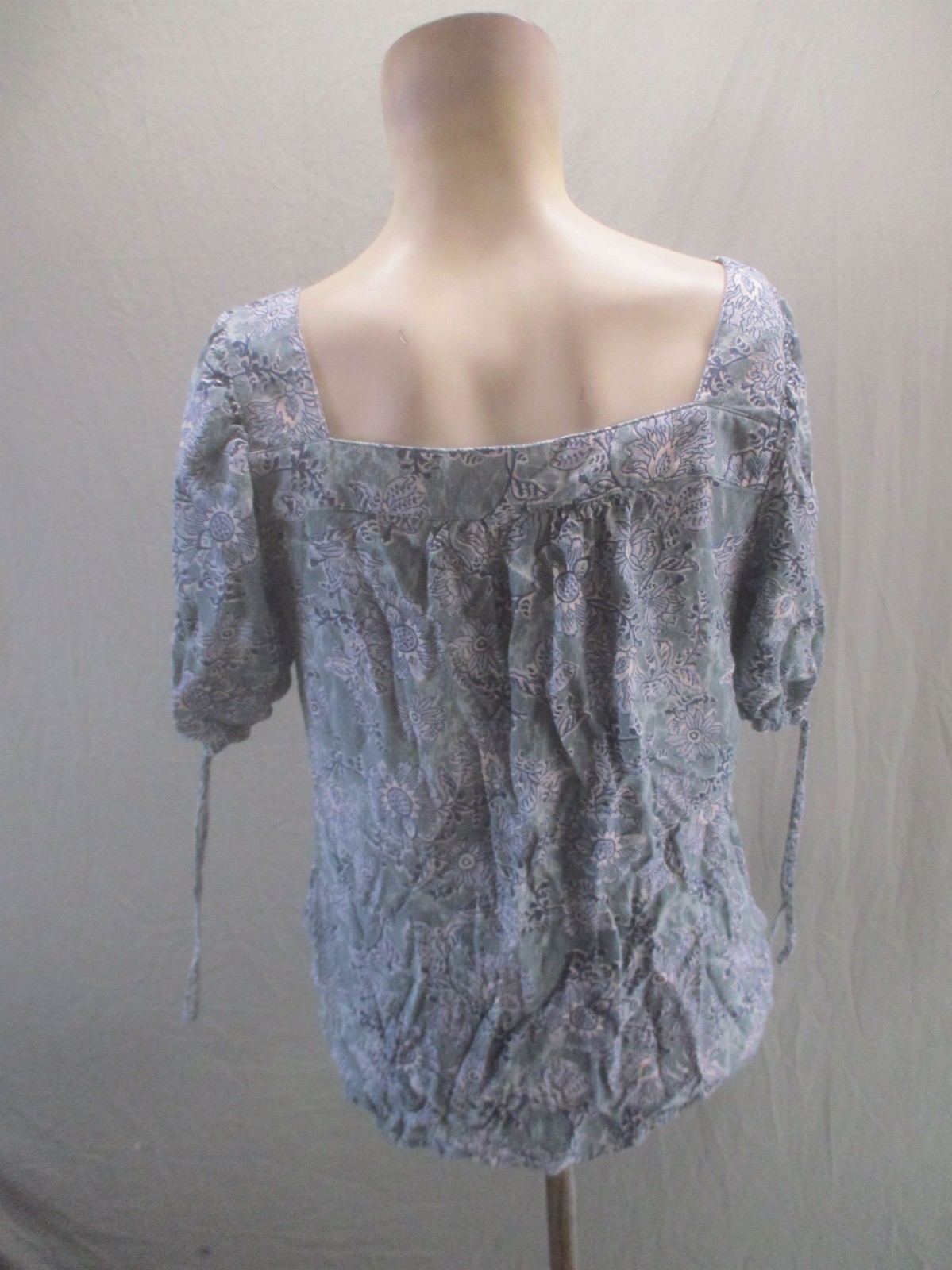 Angels Size M Womens Multicolor Square Neck Buttons Short Sleeve Casual Top 911