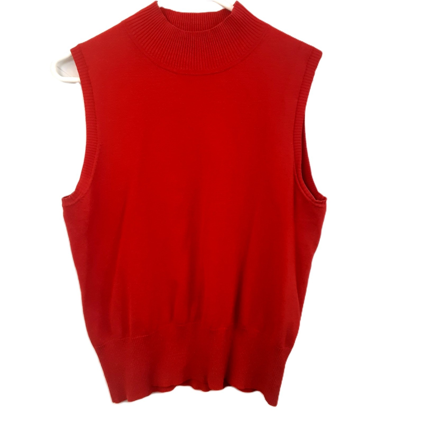 Judith Hart Silk Knit Blouse L Sleeveless Pullover Red Holiday Party Minimalist