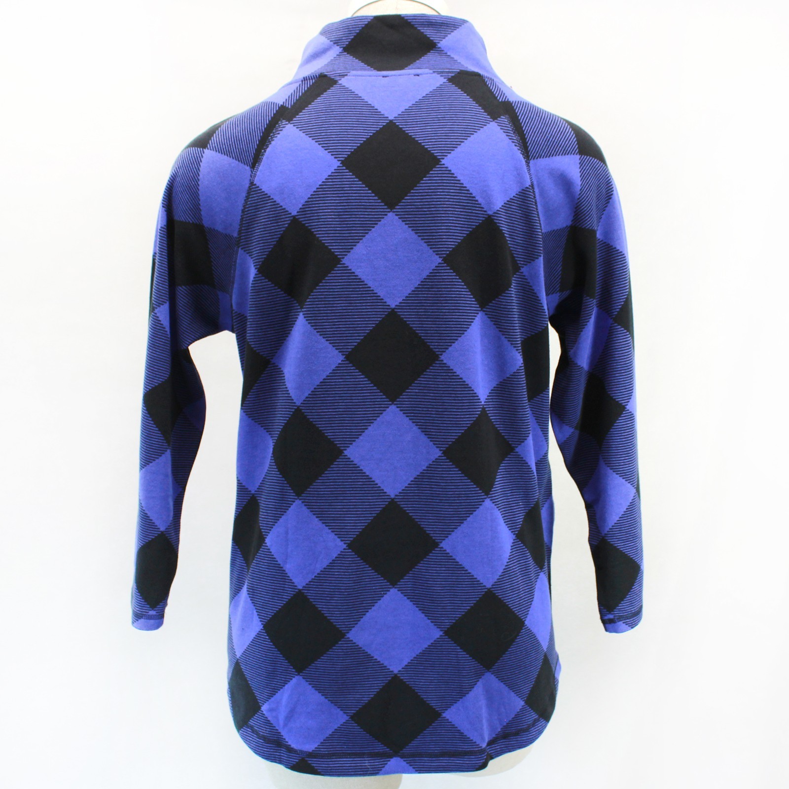 TALBOTS Plus Wrap Hem Pullover Blue Plaid TOP SWEATSHIRT 3X Petite