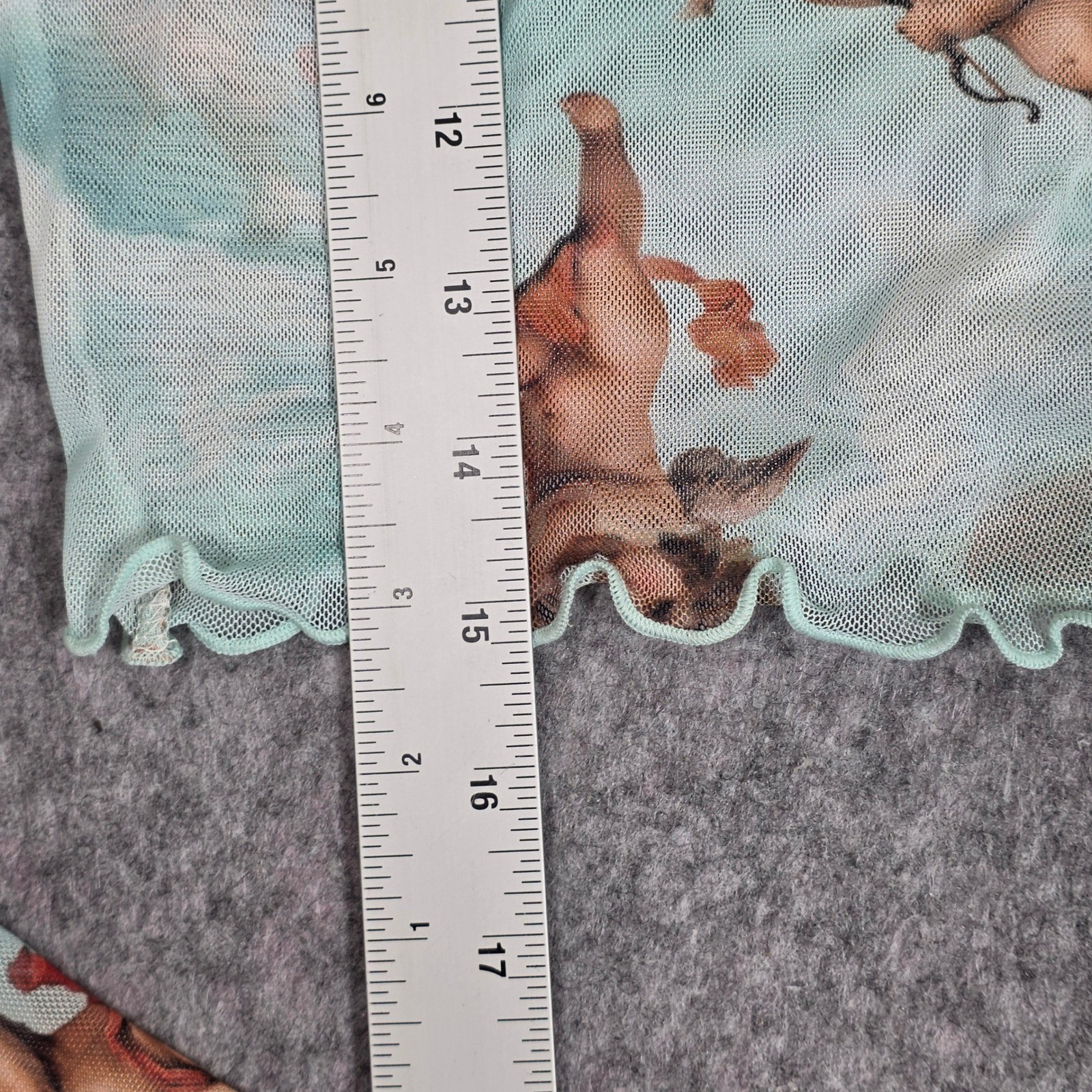 G Mini USA Mesh Top Blue Cherub Angel Cloud Lettuce Edge Long Sleeve Y2K Medium