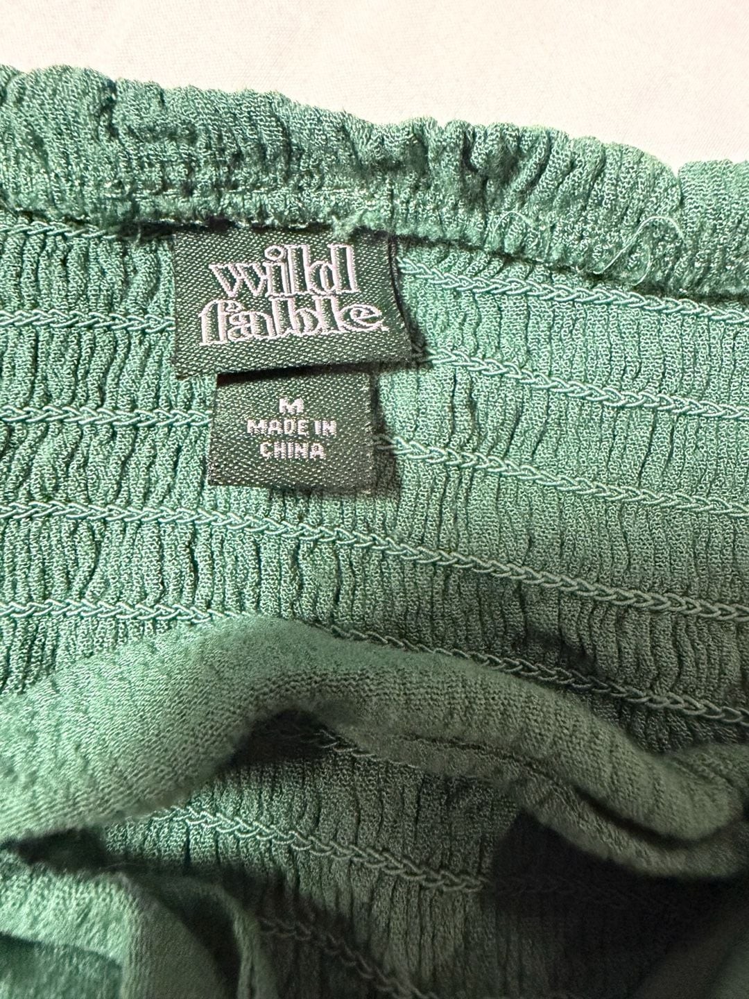 Wild Fable Green Puff Short Sleeve Tie-Front Smocked Back Crop Top