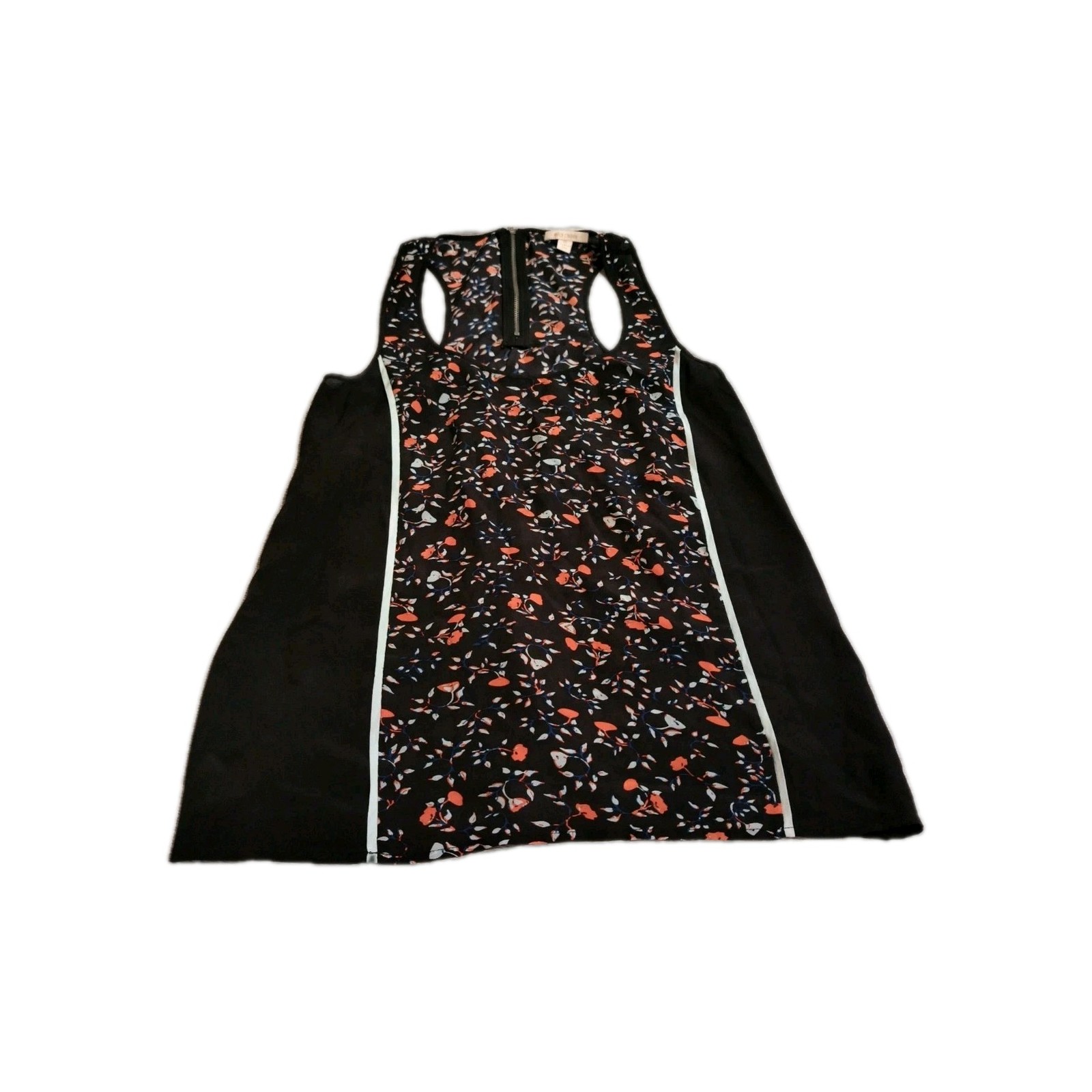 Anthropologie Ella Moss 100% Silk Blouse Womens Size XS Black Floral Colorblock