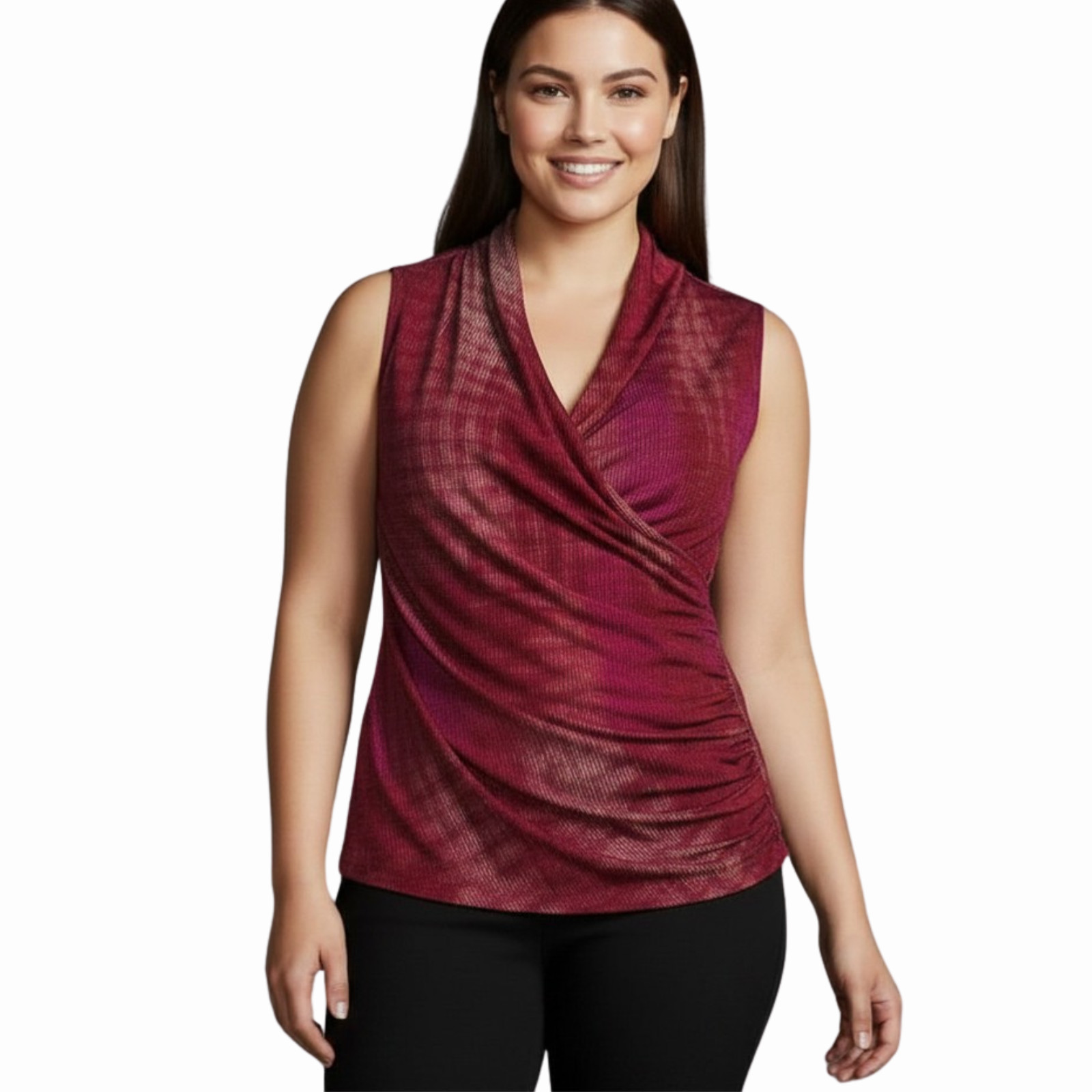 Worthington Sleeveless Draped Neck T-Shirt Sizes S, M, XL New Msrp $34.00