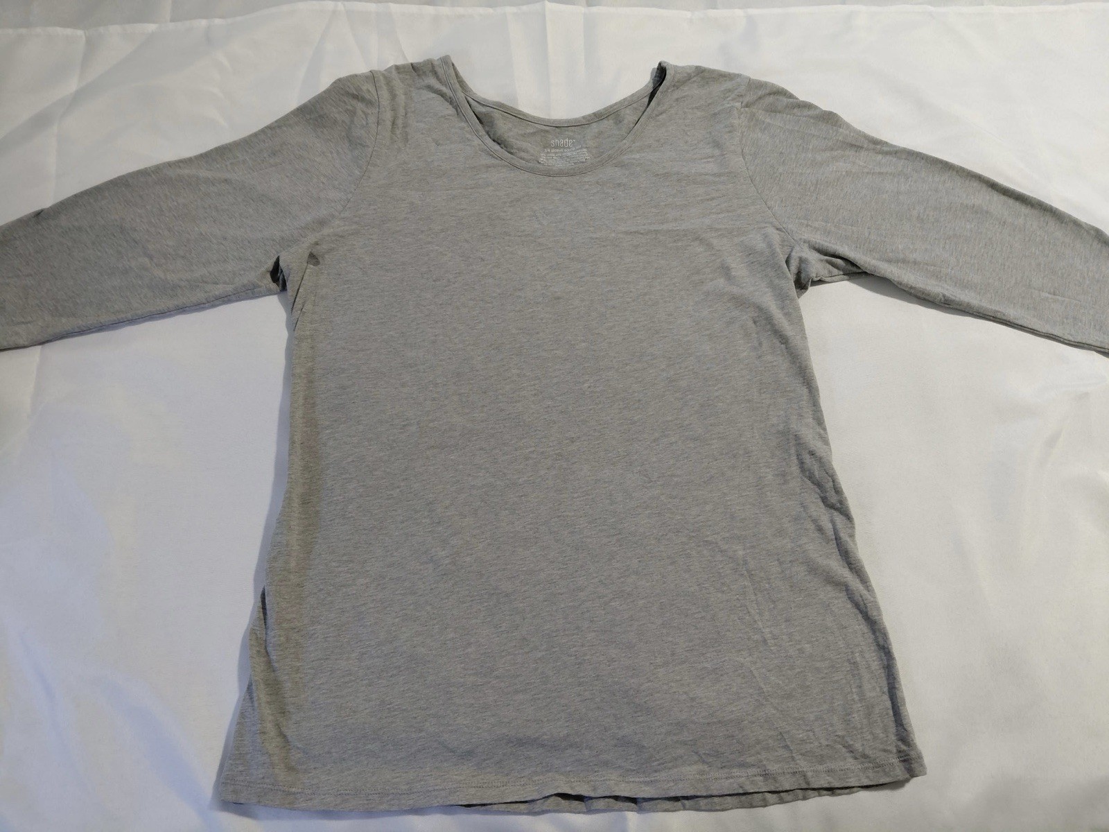 Shade Women’s XXL Gray Solid Cotton Modal Knit Scoop Neck 3/4 Sleeve T-Shirt