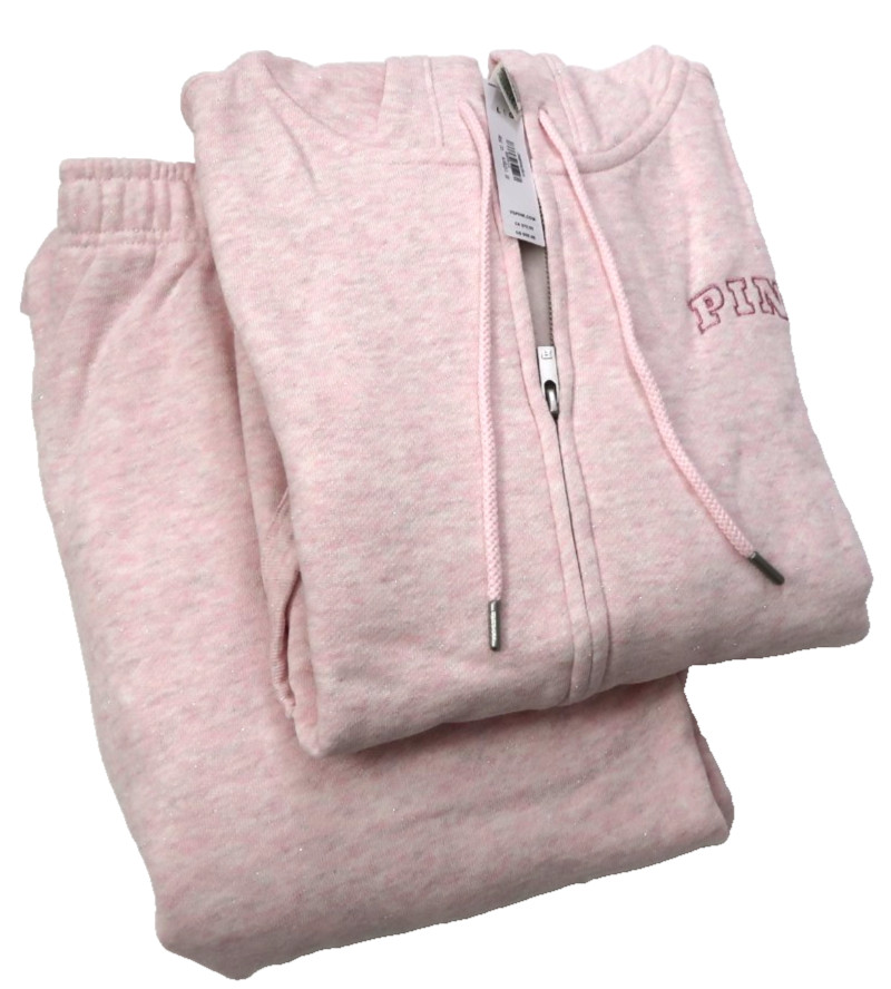 Victoria’s Secret PINK Campus Fleece Hoodie /Cotton Sweatpants Pink Shine SET L