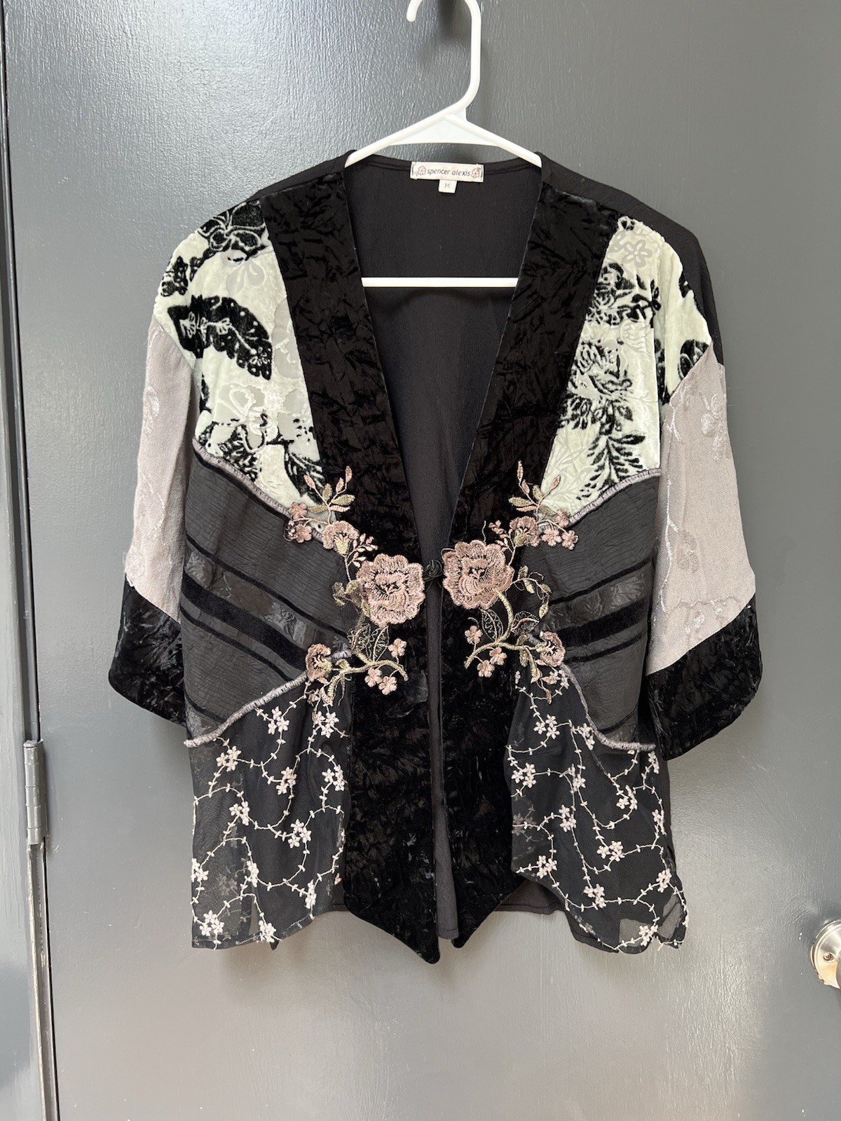 Spencer Alexis Lace Kimono Jacket Womens Sz M Crochet Lace Fairy Whimsigoth Boho