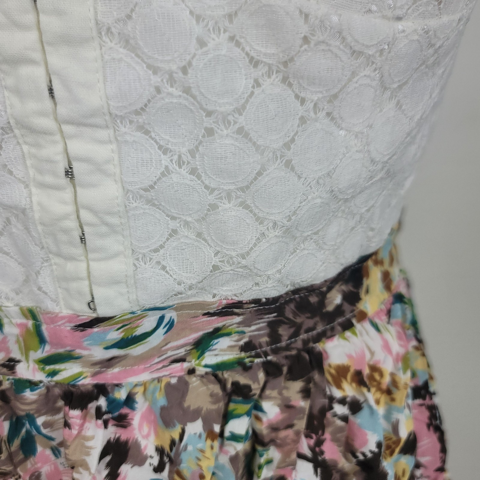 Swool Floral Print Sweeatheart Short A-Line Side Zip Dress Junior’s Size L