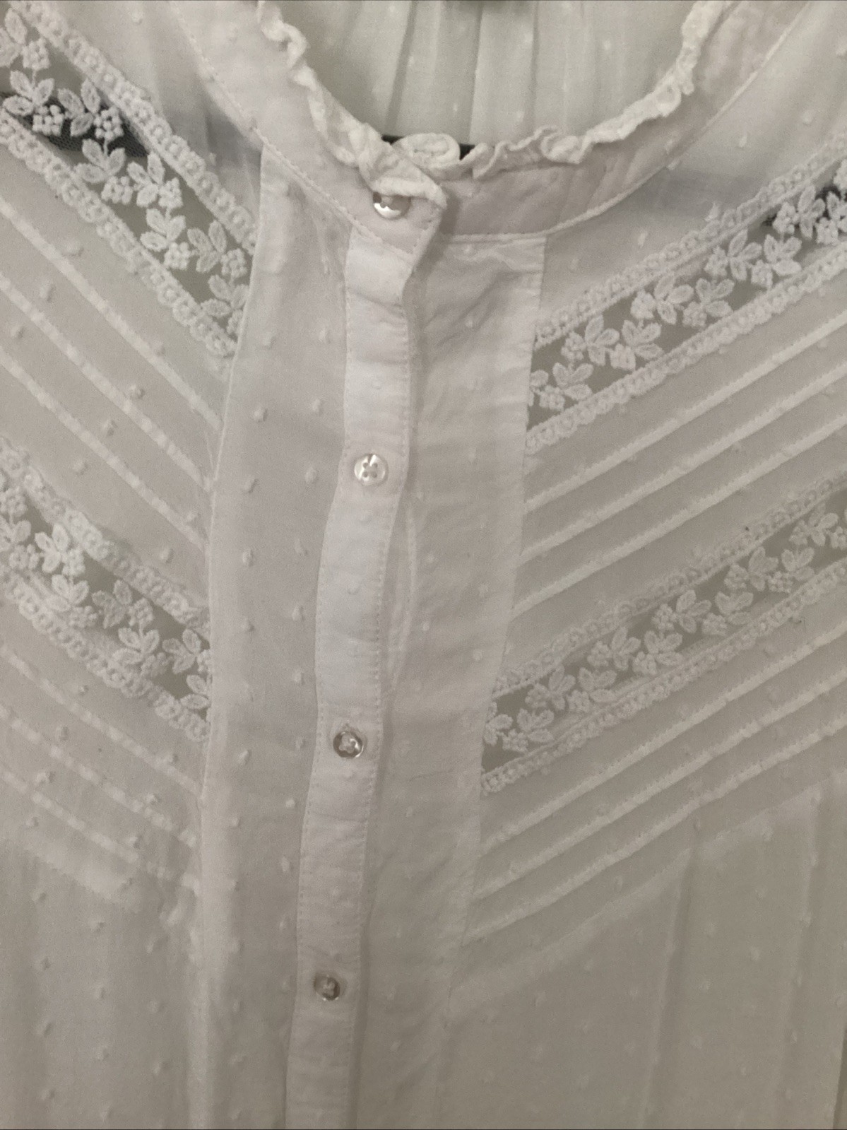 Est. 1946 Women’s White Tunic Needs Slip/ Lace And Pin tuck Detail 18/20 Larg