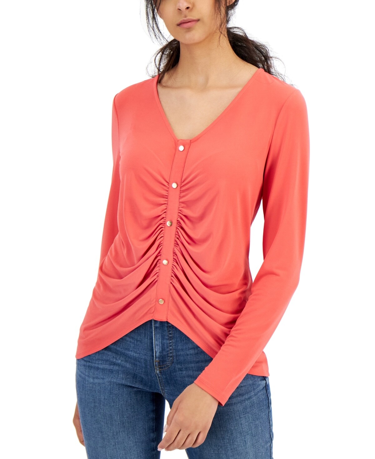 Blusa Para Mujer Manga Larga Casual Ligera Con Botones XL INC International