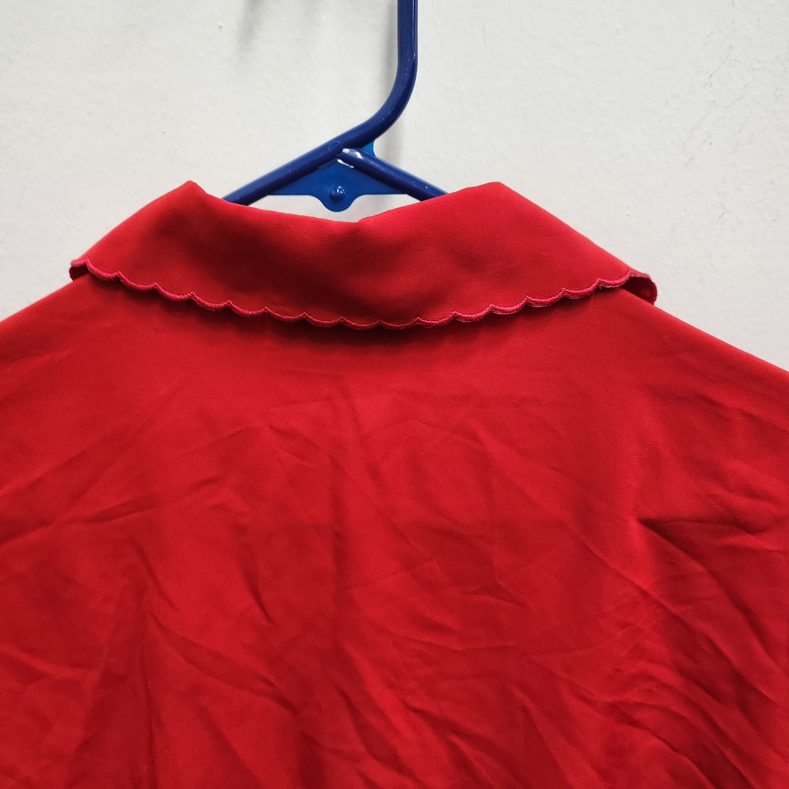 Vintage Claudia Richard Red Blouse Top Womens Size 12 Embroidered Long Sleeve