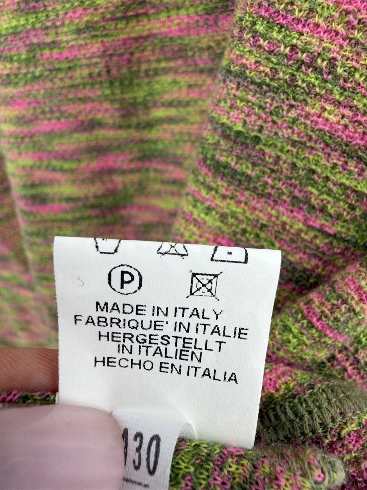 MISSONI Space Dyed Sleeveless Sz 12 Sleeveless Pullover Tank Pink Green Italy
