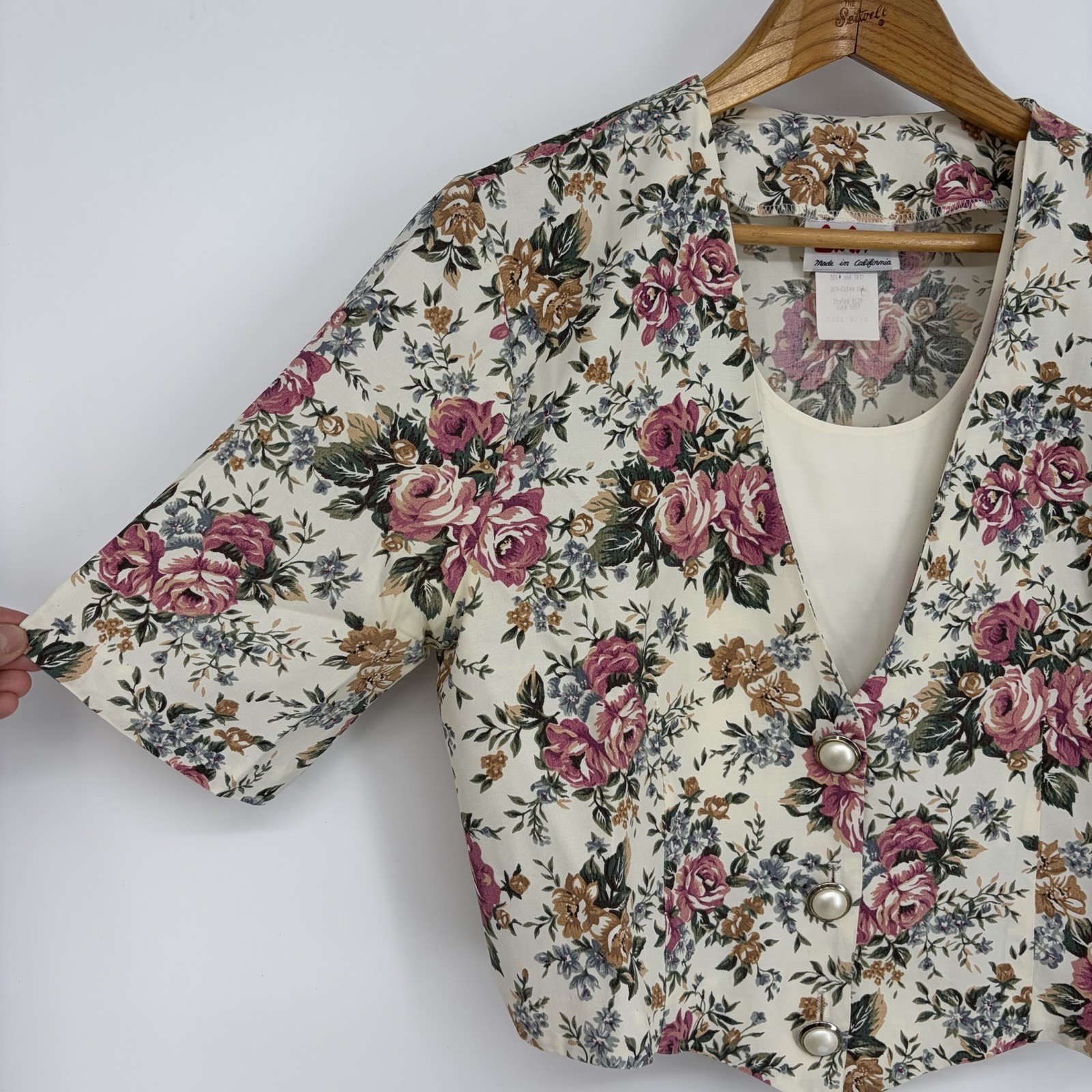 Vtg LA Gal Floral Top M (9/10) Cottagecore Rose Print 90s Romantic Feminine Ivy