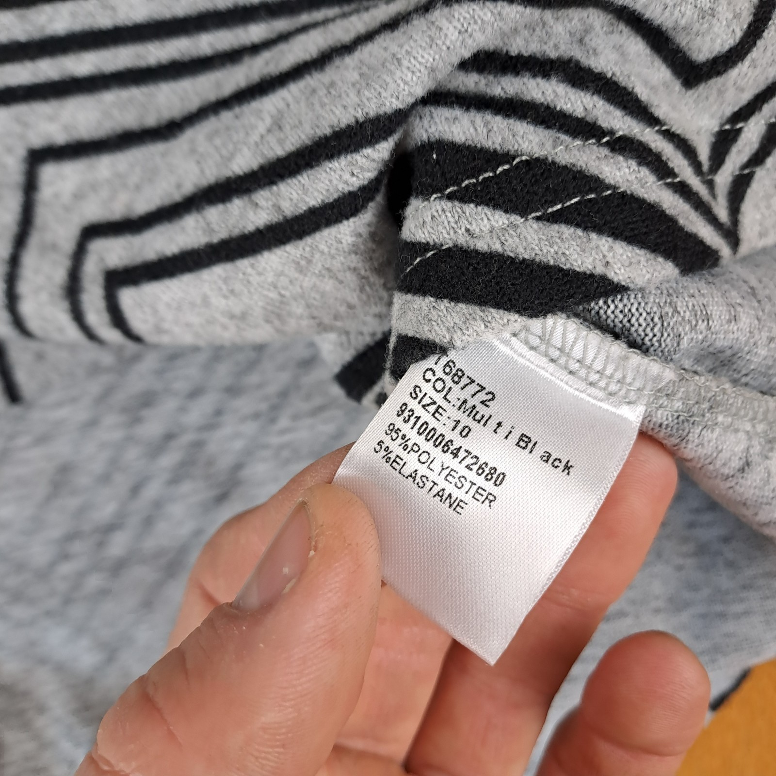 Caroline Morgan Top Womens Size 10 Grey 1/2 Zip Chevron Long Sleeve Blouse
