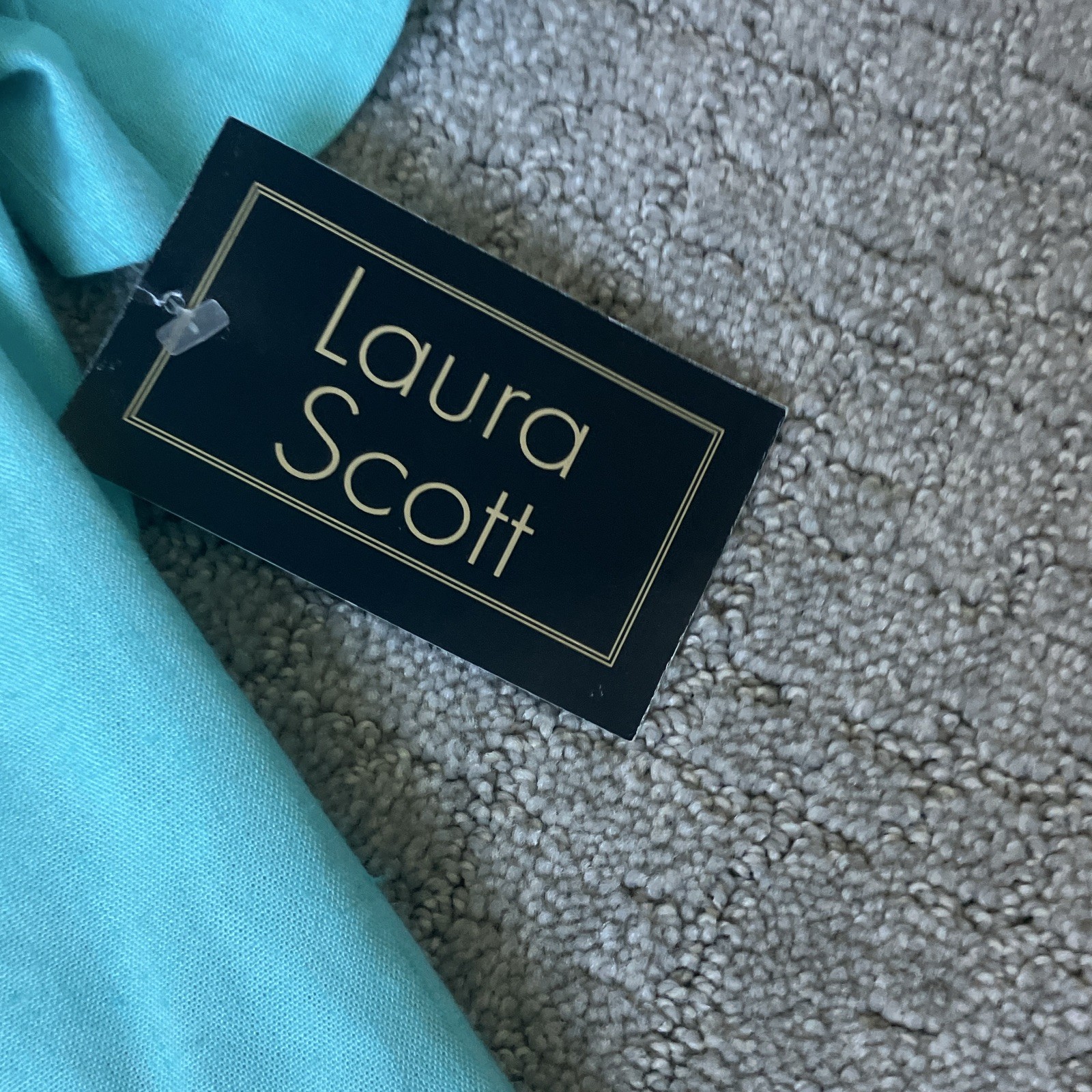Laura Scott Aqua Solid Collared Short Sleeve Button-Up Top Womens Size 16