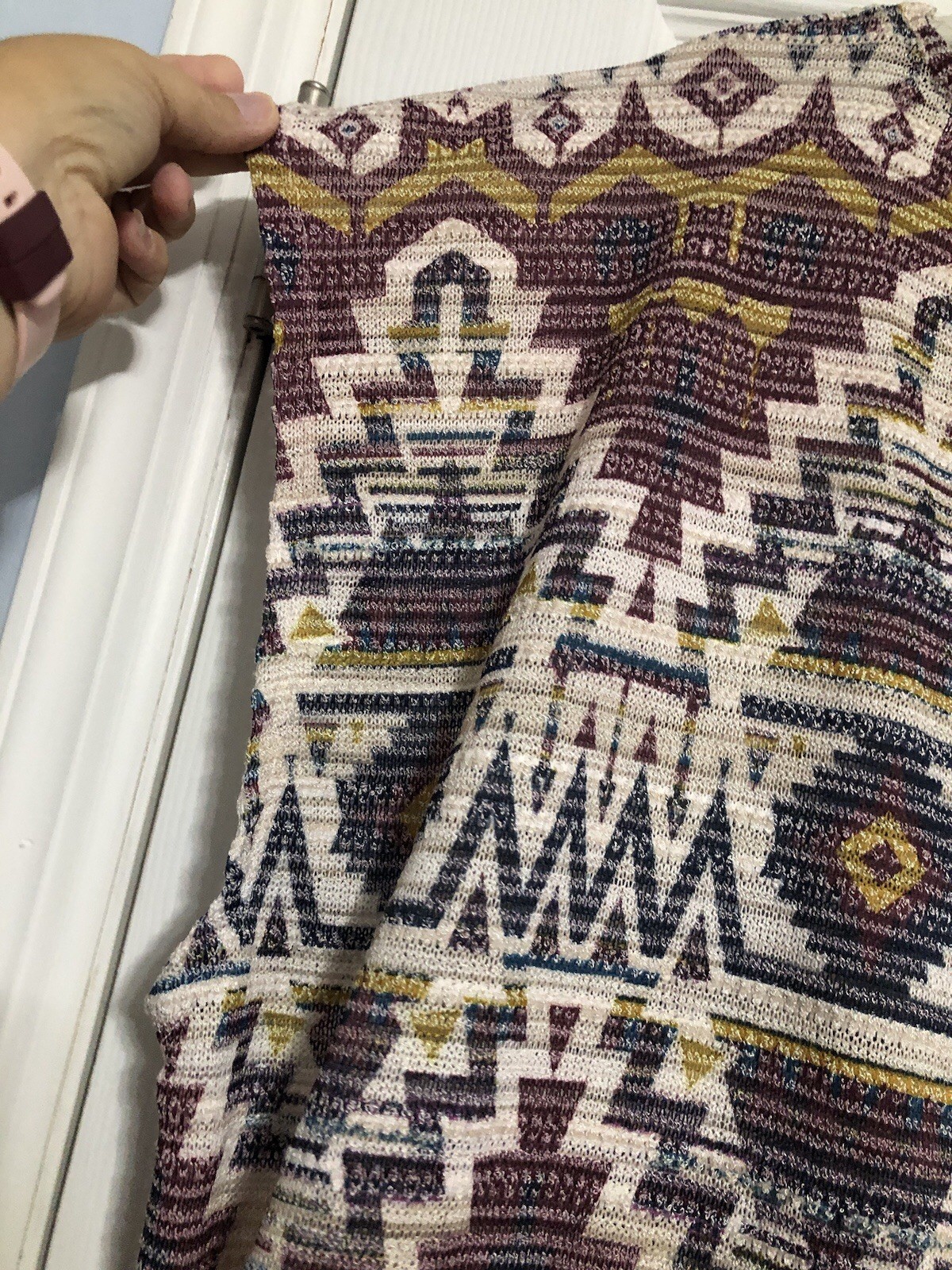 Boho Aztec Western Women’s Shirt V Neck Size Medium Fringe