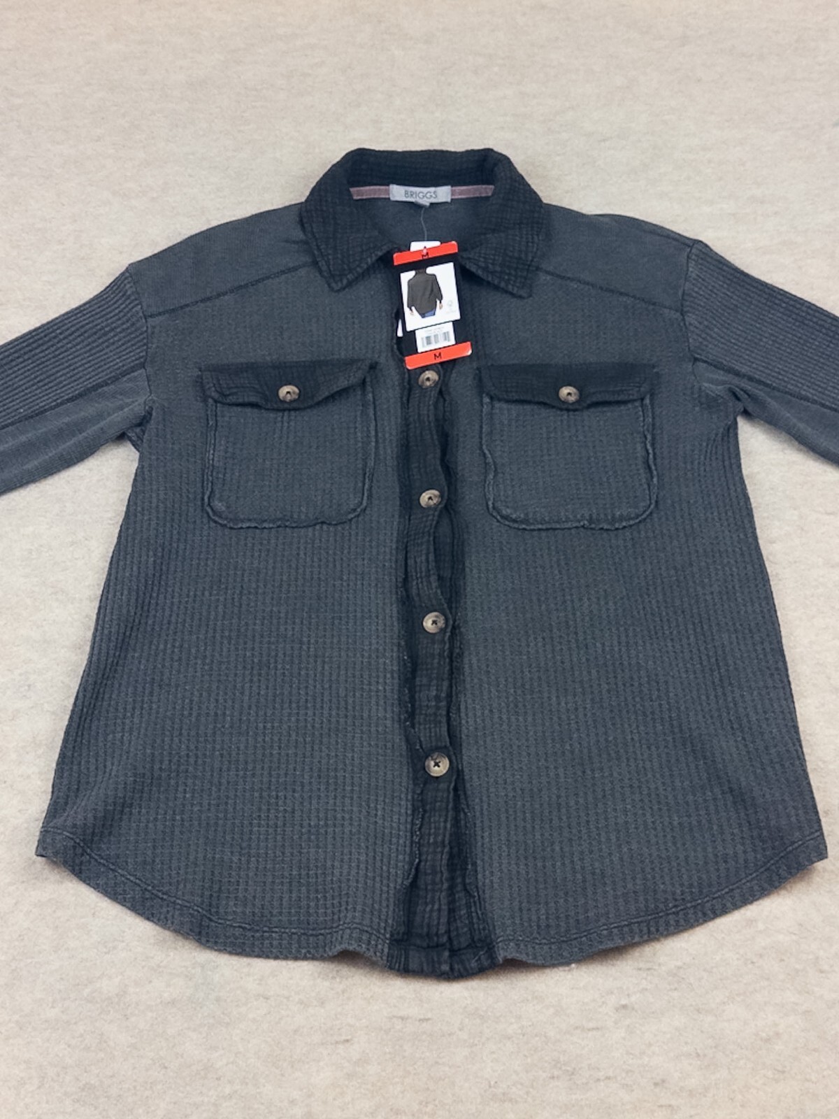 Briggs Medium Gray Button-Up Knit Shirt Jacket