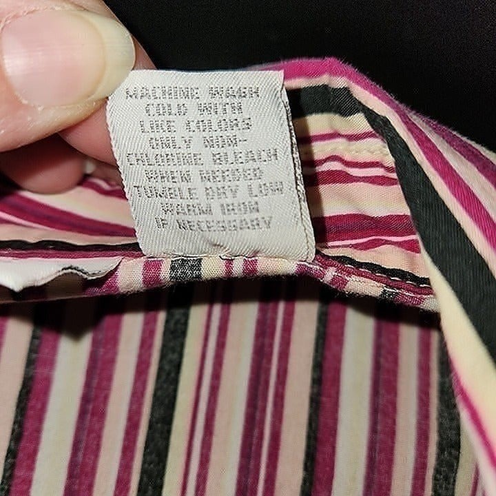 Maternity M Lindsay Stevens Maternity Purple & Black Stripe Long Sleeved Shirt