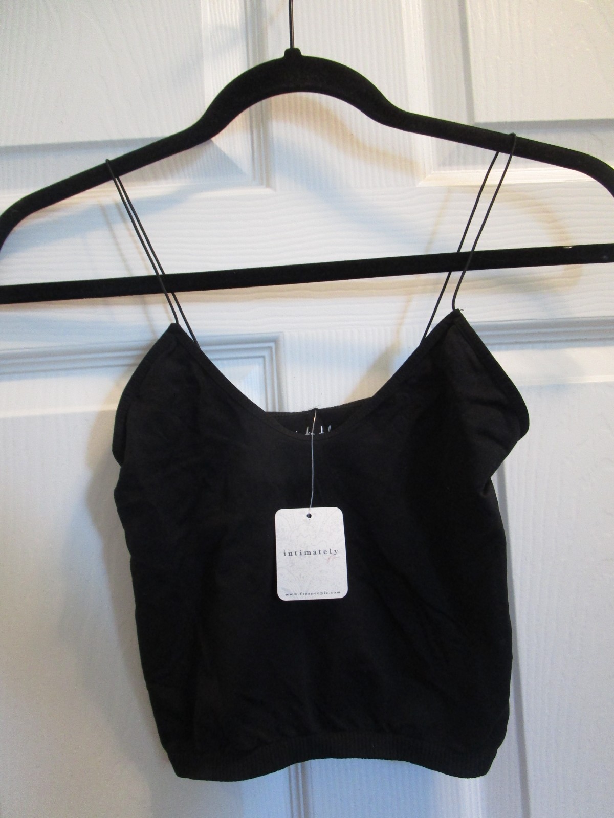 FREE PEOPLE BLACK SKINNY STRAP SEAMLESS BRAMI CAMI TOP SIZE XS/S NEW