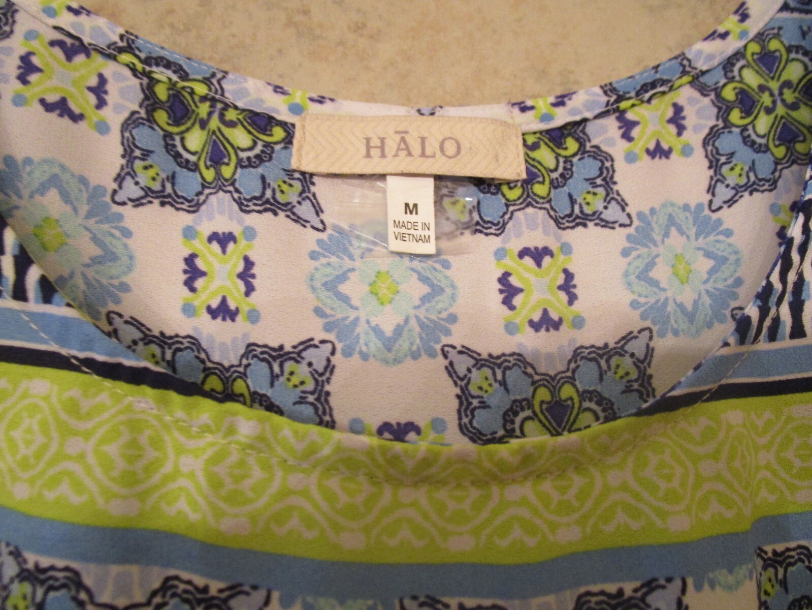 Halo Womens Medium Tank Top Multicolor Geometric Print Round Neck