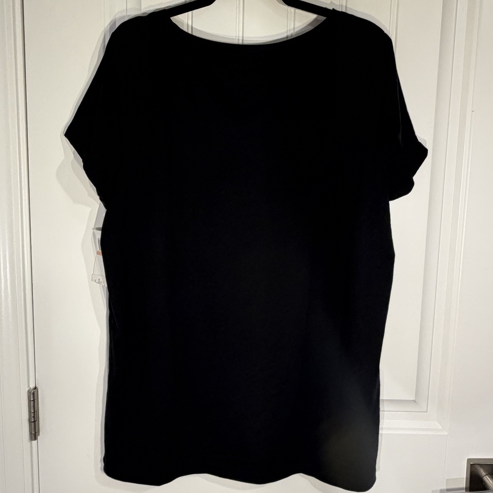 Aveto Plus Black V-Neck T-Shirt Women’s 2X Cotton Stretch Basic Short Sleeve Top