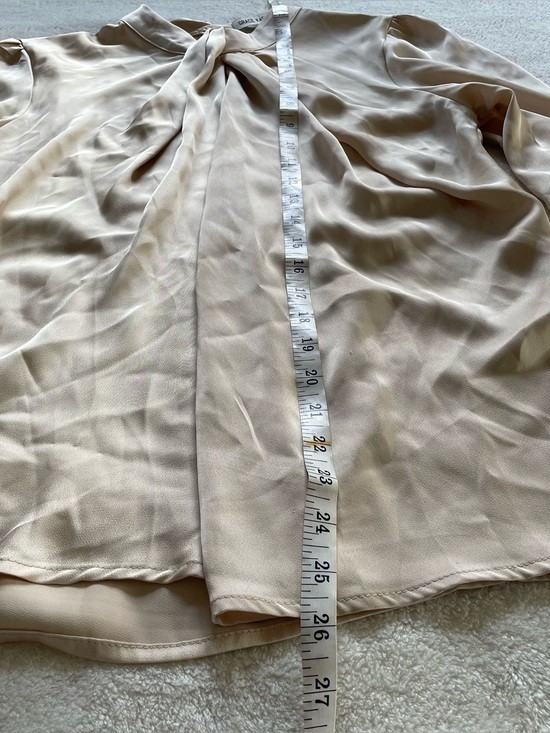 Grace Karin Silky Cream Long Sleeve Blouse size S