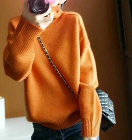 Women Cashmere Blend High Neck Sweater Pullover Warm Loose Jumper Winter Blouse