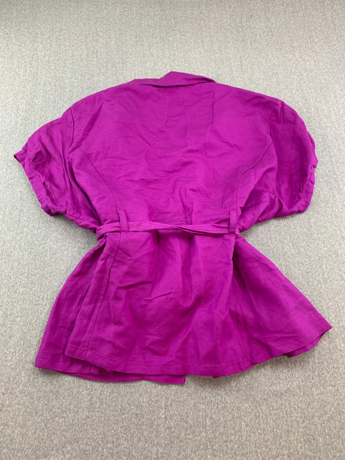 Sherry Taylor Puff Sleeve Jacket Blouse Womens Plus 2X Fushia Belted Career Cool