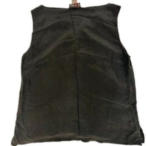 QUO Silk 100 Silk Georgette Top Baby Doll Black Embroidered Sleeveless