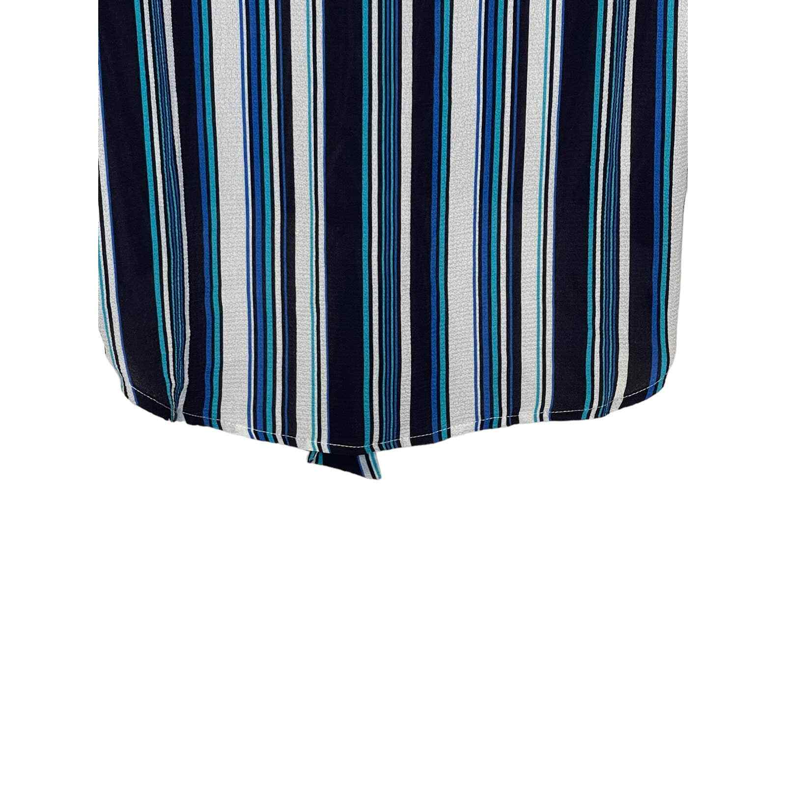 Hyped Unicorn Women Stripe Tie Front V-Neck Top Hi-Lo Dolman Sleeve Small NWT