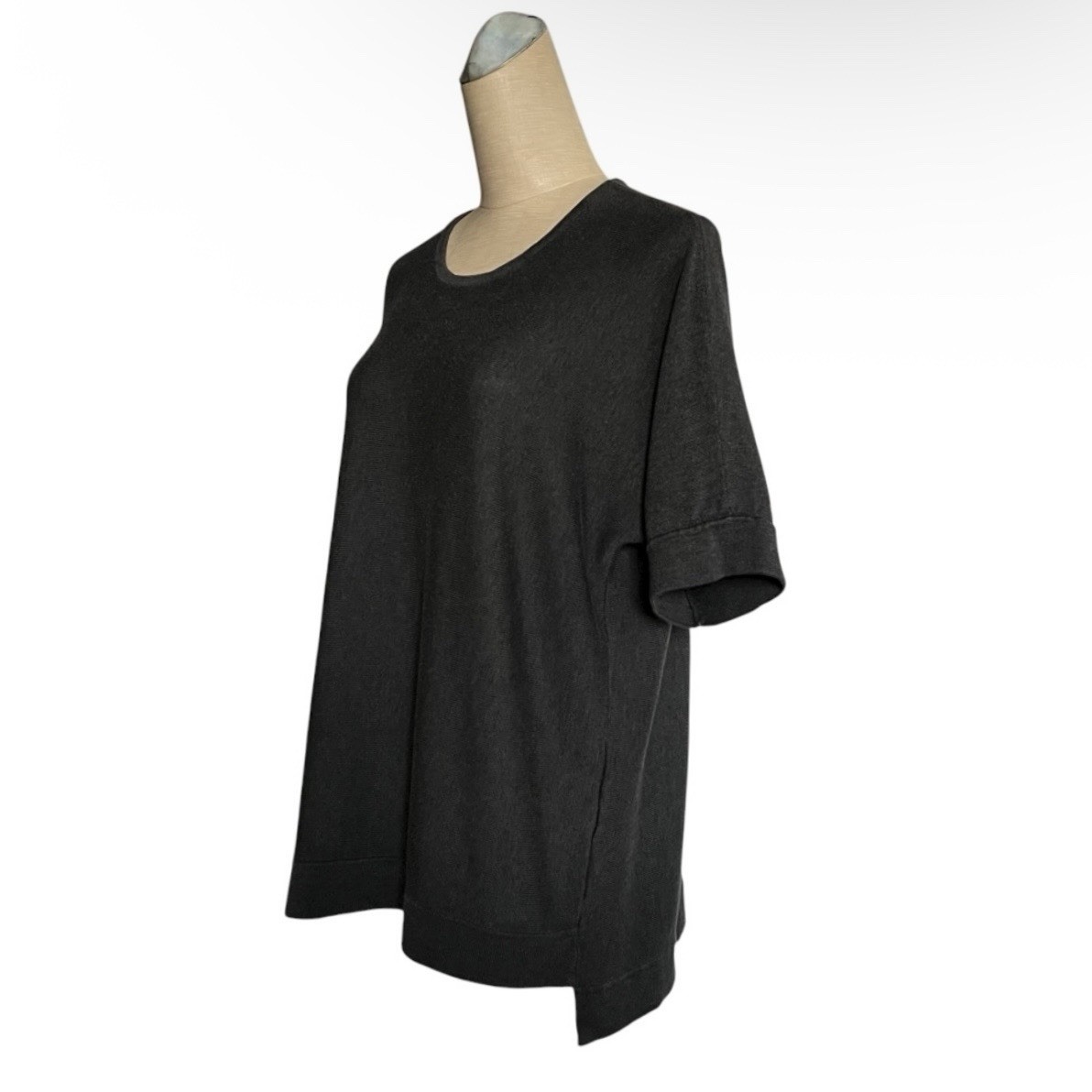 Eileen Fisher Knit Shirt Top Half Sleeve Minimalist Gray Womens Large
