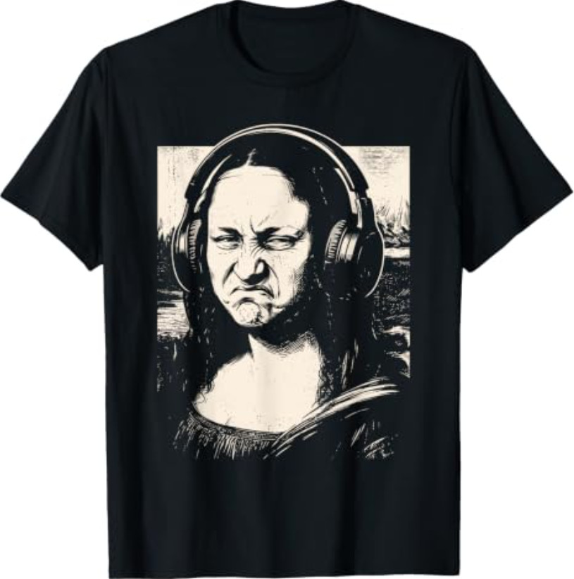 Mona Lisa Bass Face Funny Music Lovers DJs Producers T-Shirt