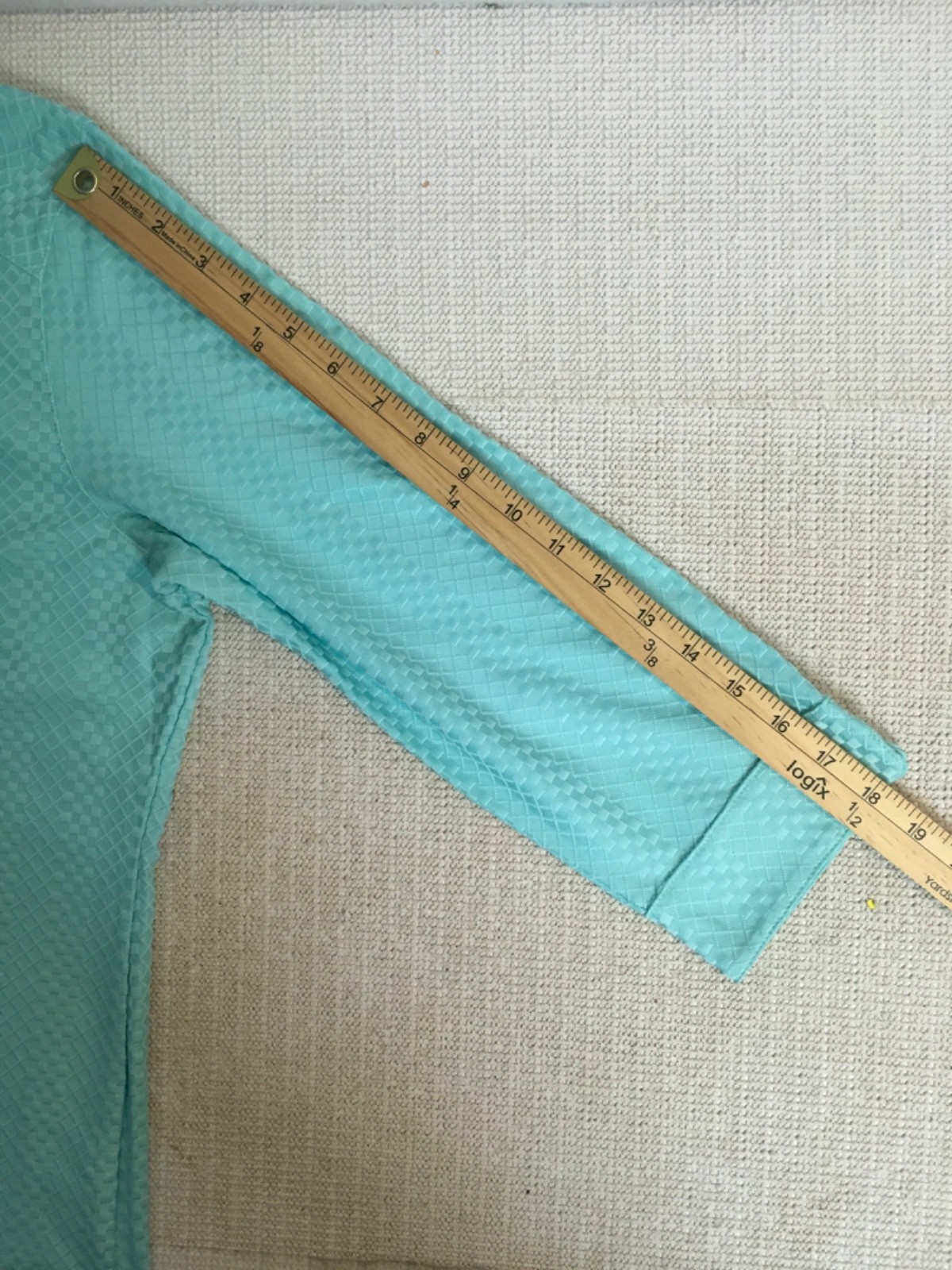 Lopez Top Women Size L Sea Green DeLux Dri 5 Buttons Below Collar 3/4 Sleeves