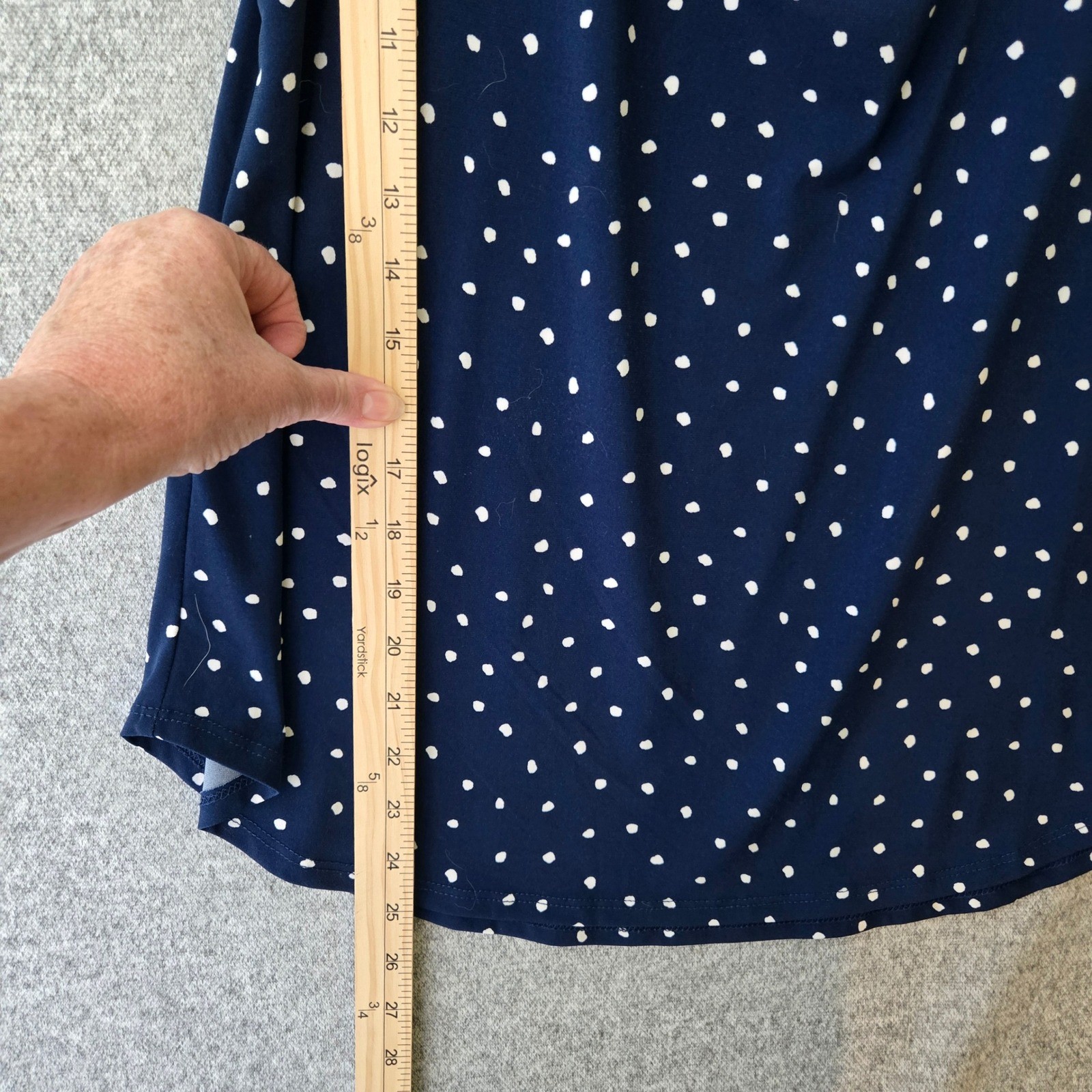 Kaileigh Navy Blue Polka Dot Cold Shoulder Flutter Sleeve Top Medium