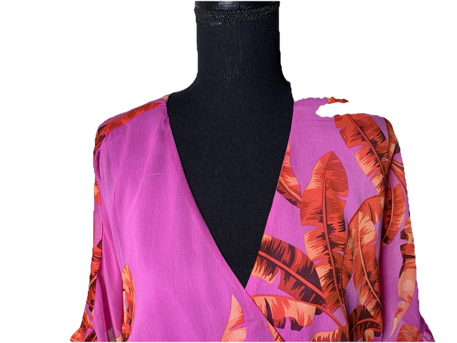 Sofia Jeans by Sofia Vargara Pre-owned L Women PinK Faux Wrap Peplum Shirt 2248F