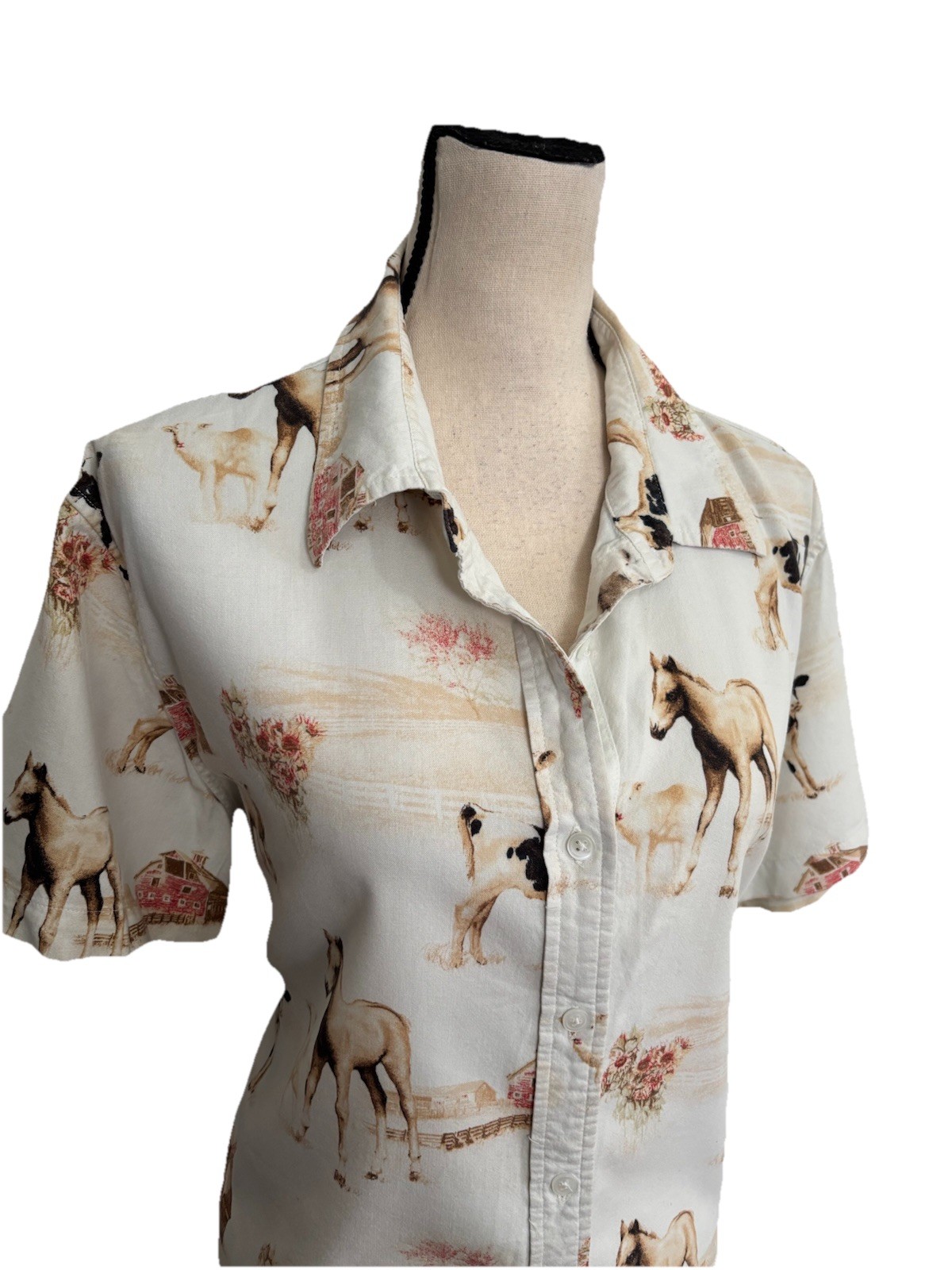 Bit & Bridle Farm Animals Cowgirl Shirt Button Up Rodeo Horse Western XXL