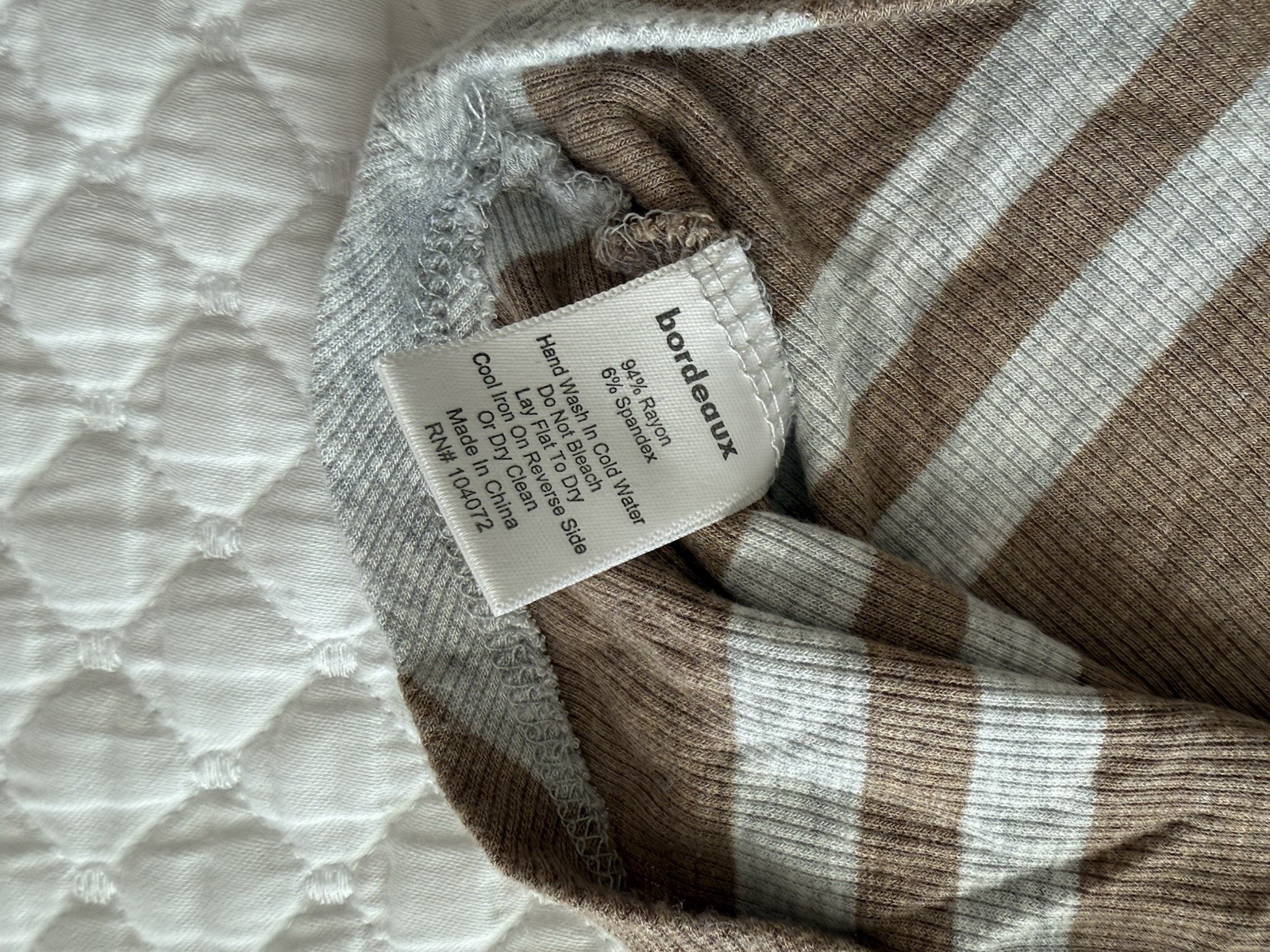 Anthropologie Bordeaux Womens Small Gray Brown Striped Cowl Neck 3/4 Sleeve Top