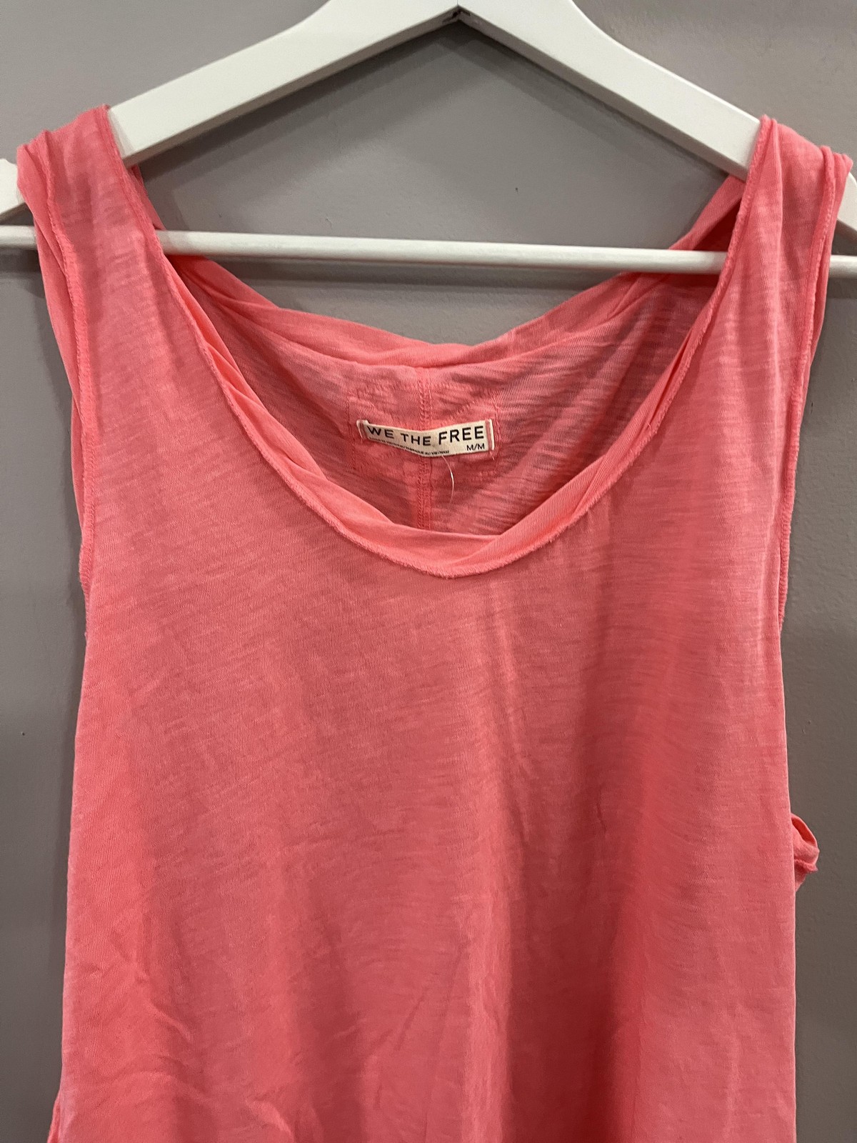 Free People Tank Top Womens MEDIUM Pink We The Free Confetti Slub High Low Hem