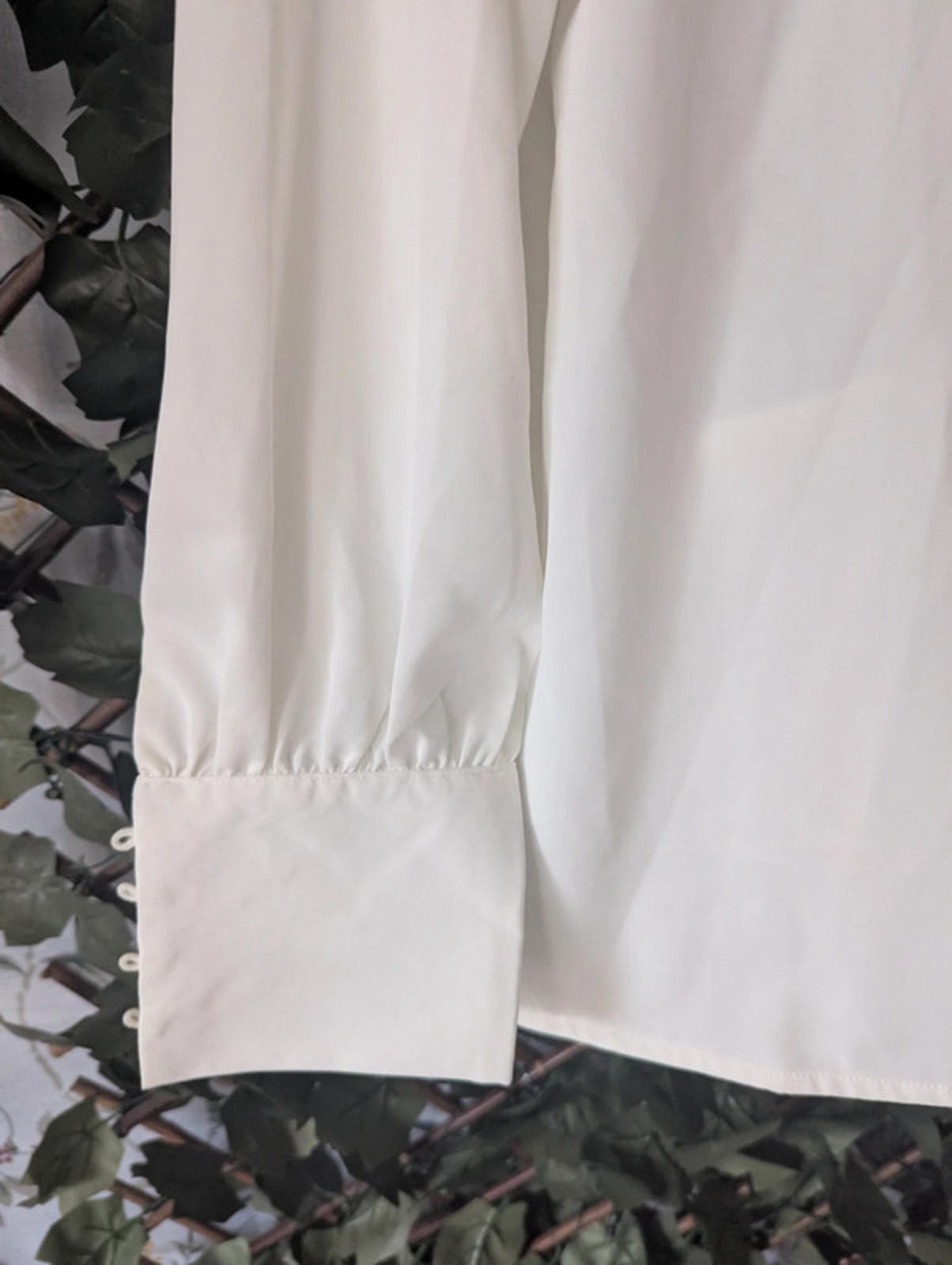 Elegant White Blouse by Celmia – Long Sleeve Wrap Style Top, Size L