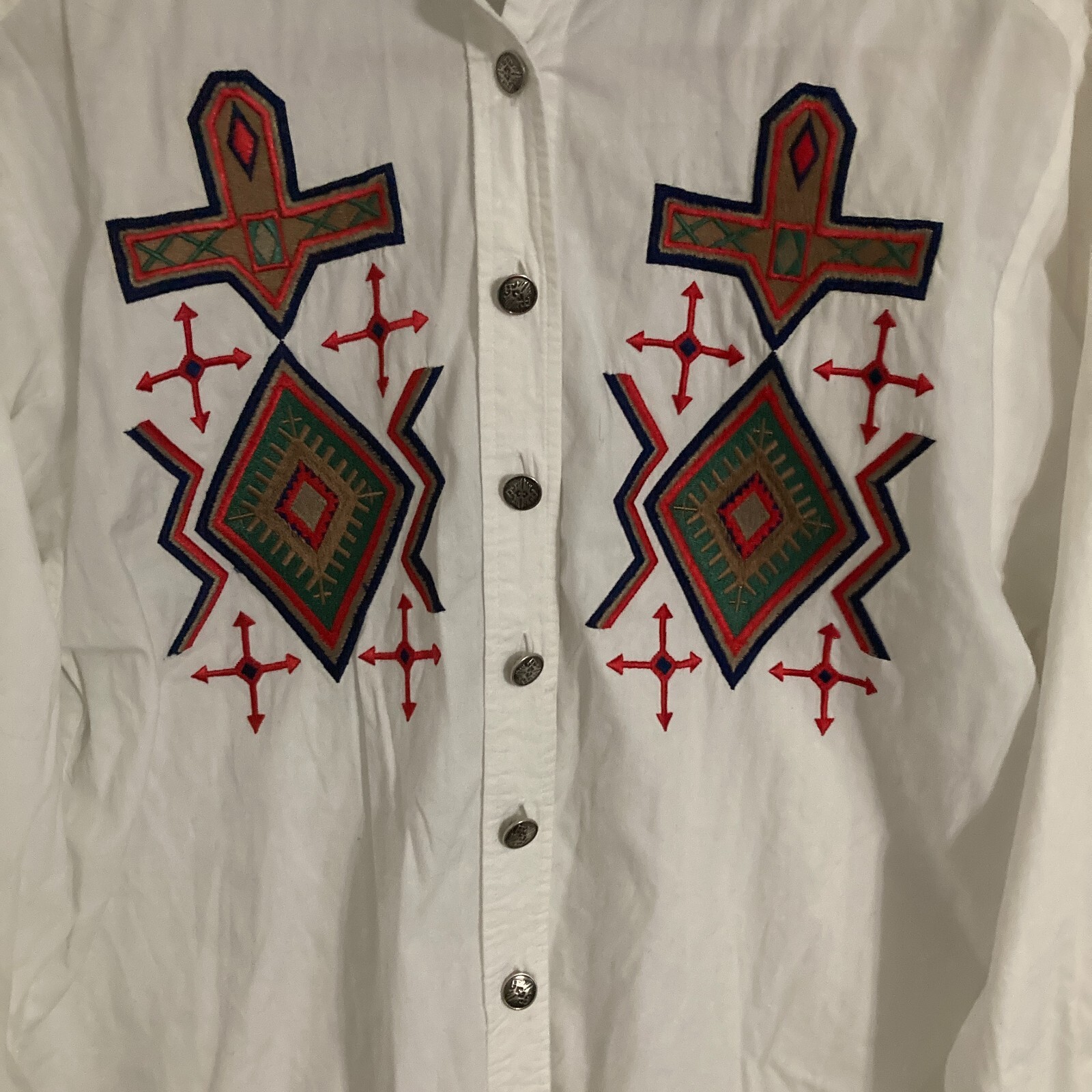 Vtg Panhandle Slim Western Shirt Women Size S Button Up Embroidered Rodeo