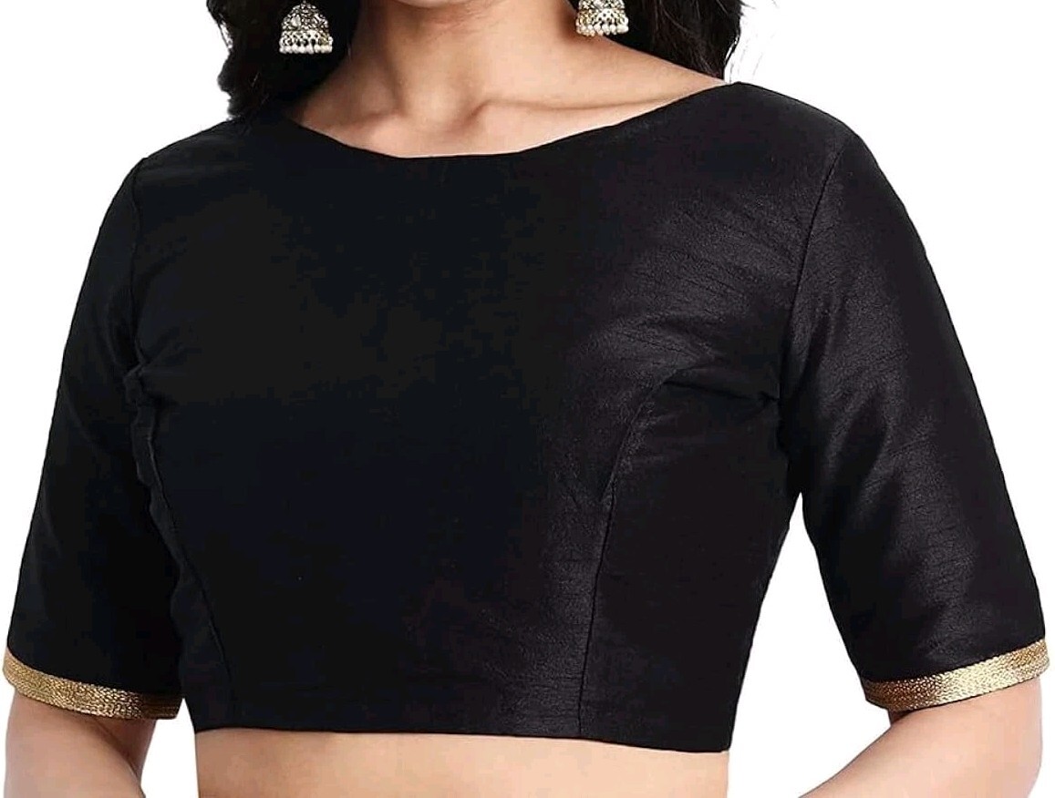 Indian Banarsi silk Boat Neck Back open party wear /House wear Saree Blouse