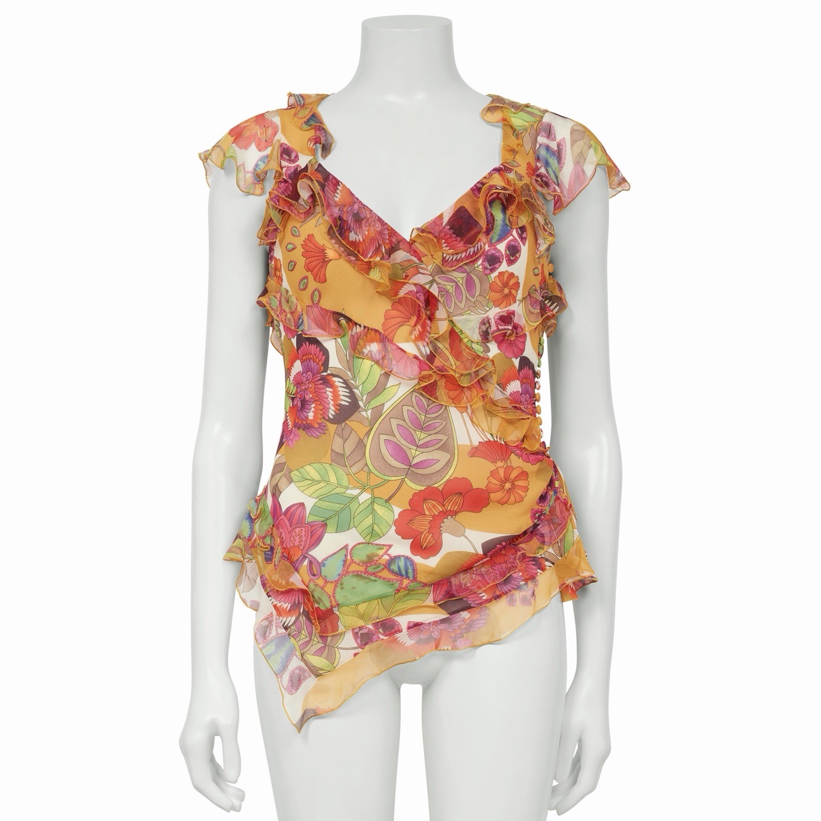 Christian Dior S/S 2005 Floral Multicolour Silk Top